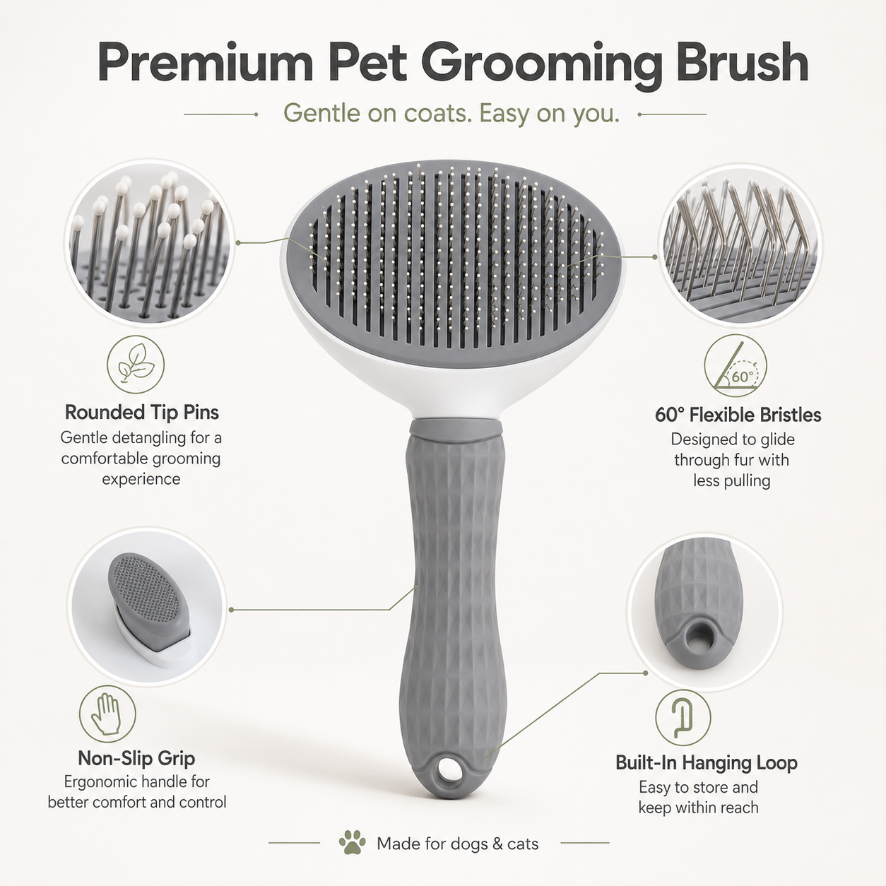 🐾 Self-Cleaning Pet Grooming Brush — Gentle Hair Removal & Dematting Comb for Dogs and Cats thumbnail 5