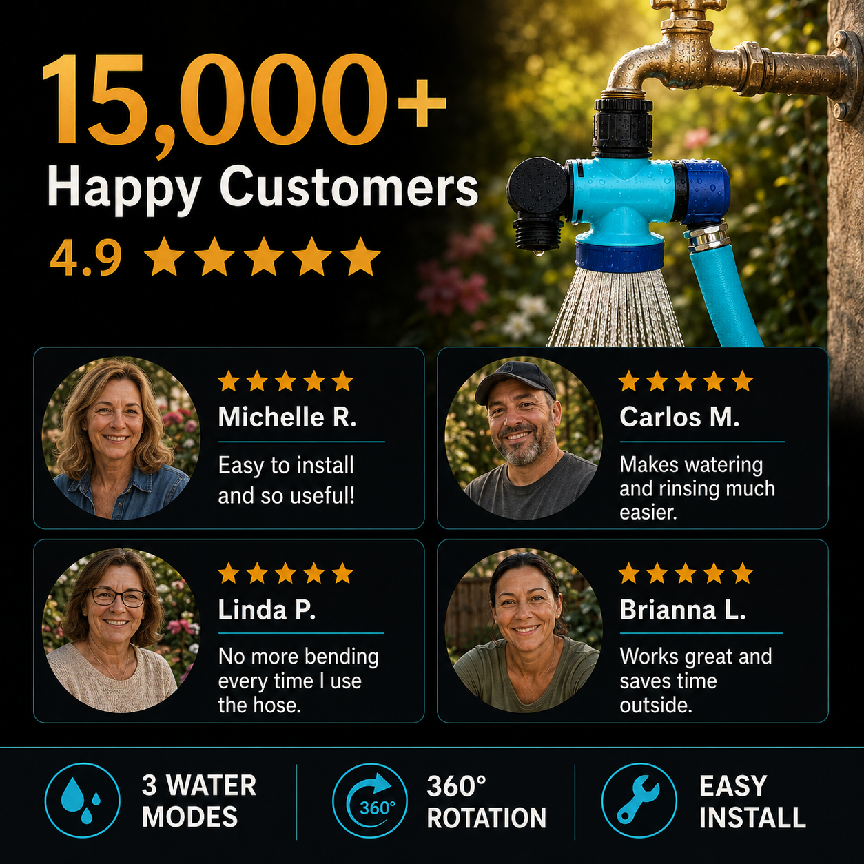 💧 3-Way 360° Outdoor Faucet Connector — 49% OFF 💥 thumbnail 6