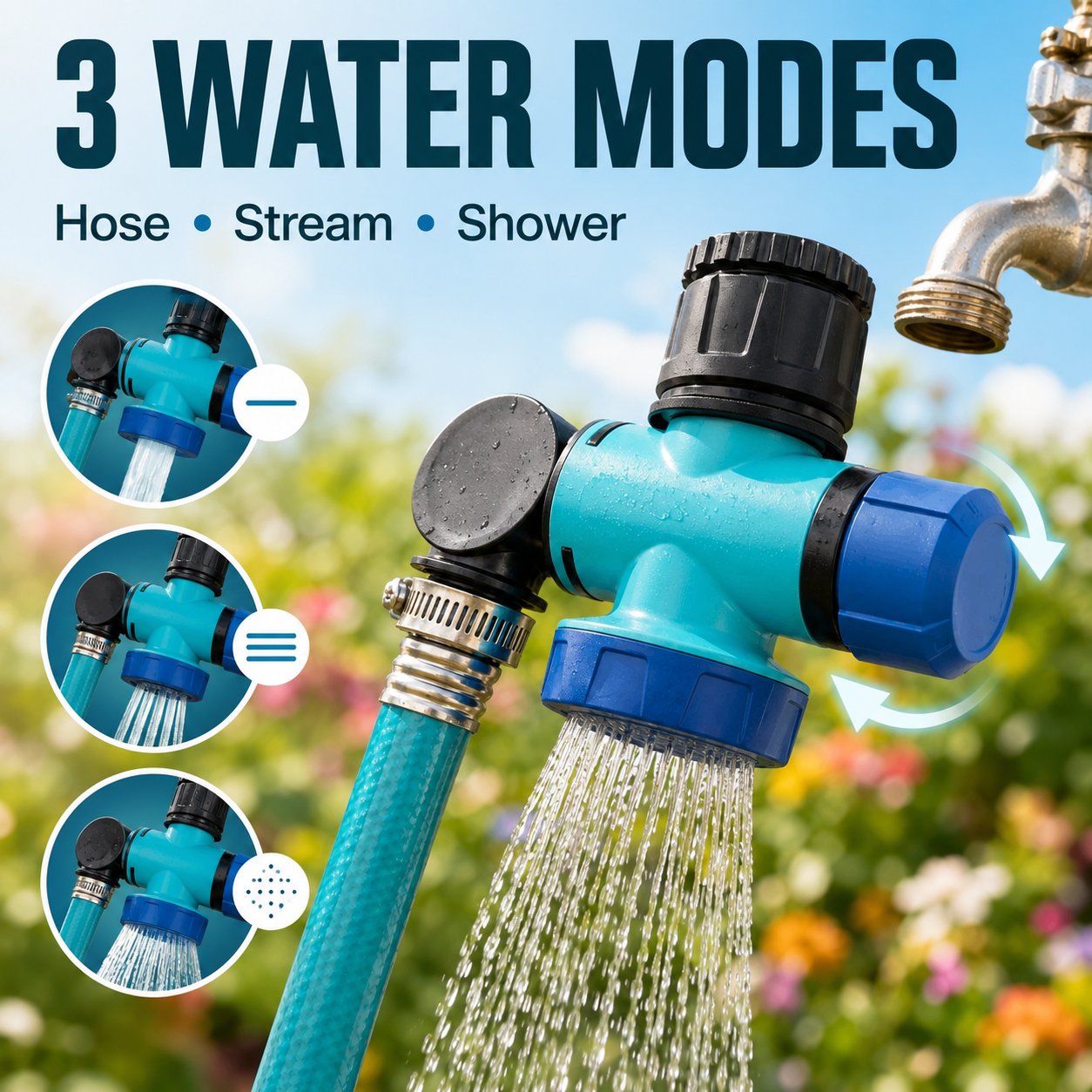 💧 3-Way 360° Outdoor Faucet Connector — 49% OFF 💥 thumbnail 3