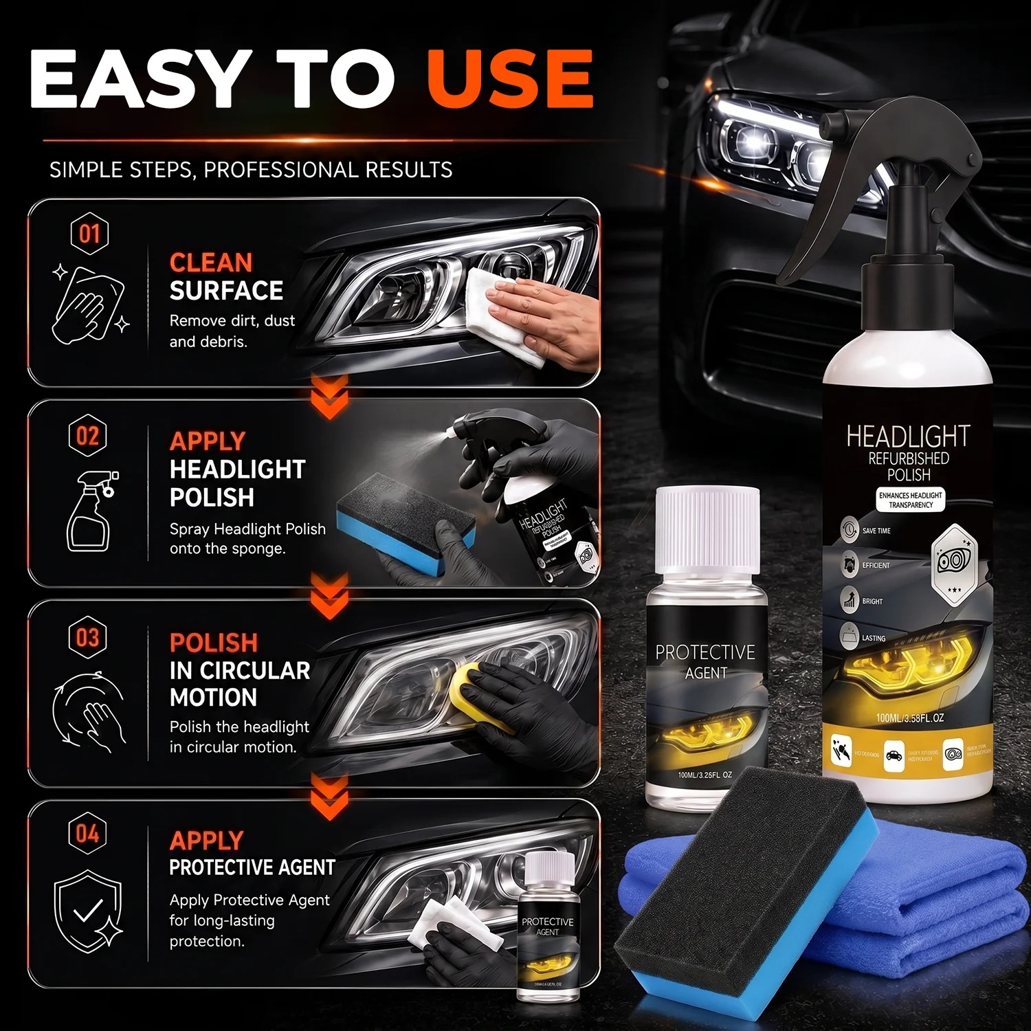 💥LAST DAY 50% OFF✨ Headlight Restore Kit thumbnail 4