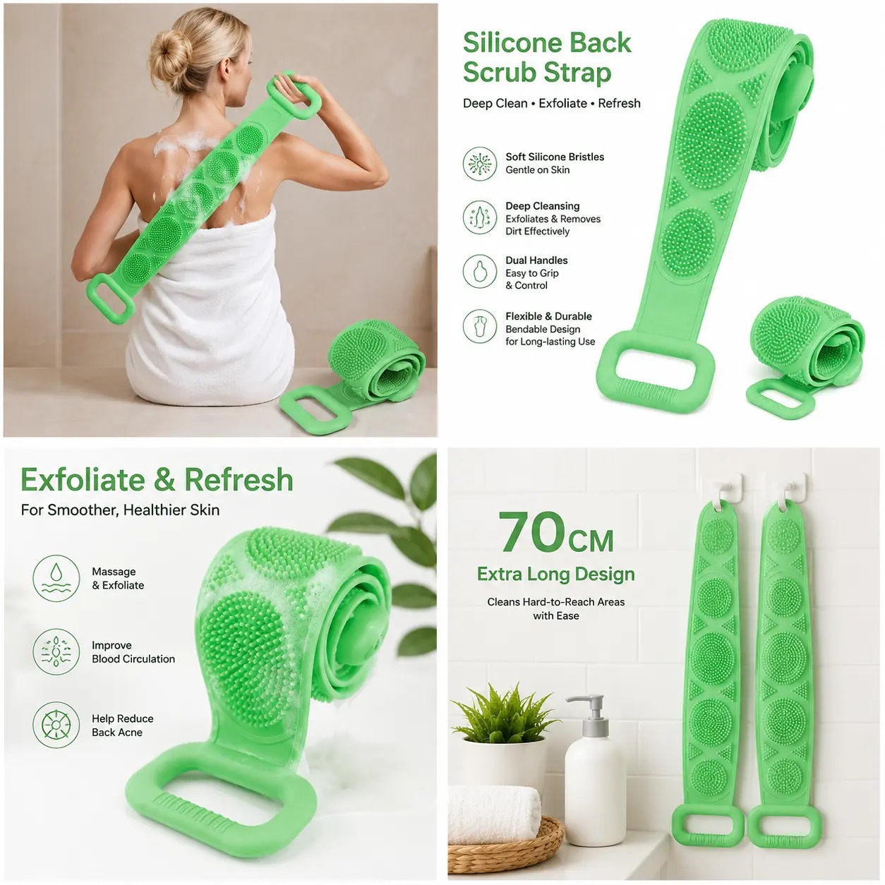 🛁Limited-Time 50% OFF 💦Silicone Bath Brush Double-Sided Exfoliating Back Scrubber - Image 1