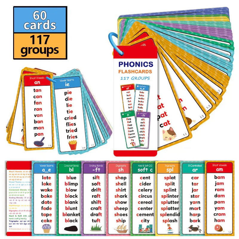 🎁🔥Phonics Word Cards 117 Sound Groups 900+ Rhyming Words Preschool English Discovery Joy - Image 1