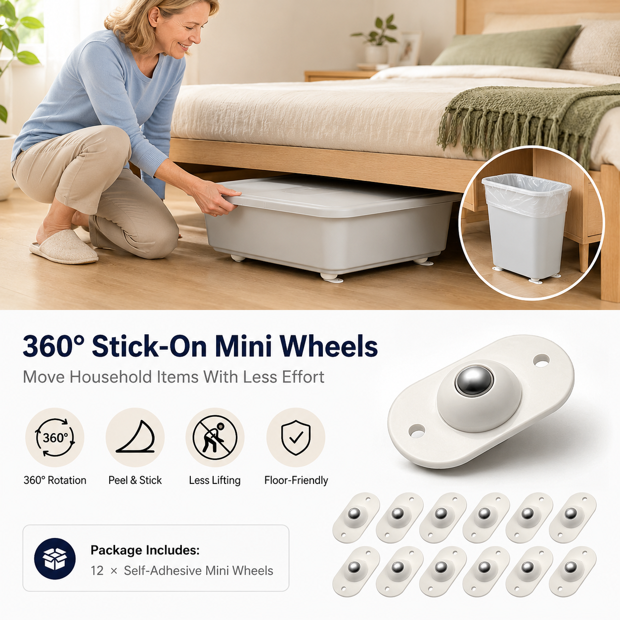 🔥 360° Stick-On Mini Wheels – Move Heavy Items With Less Effort | Up to 69% OFF💥 - Image 1