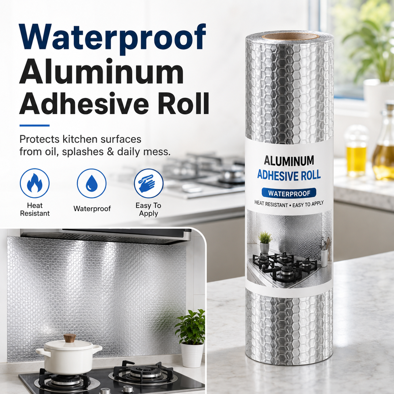 👉 Claim Your 50% Off Now🔥Upgrade Your Kitchen - Oil-Proof Aluminum Kitchen Protector 💧 - Image 1