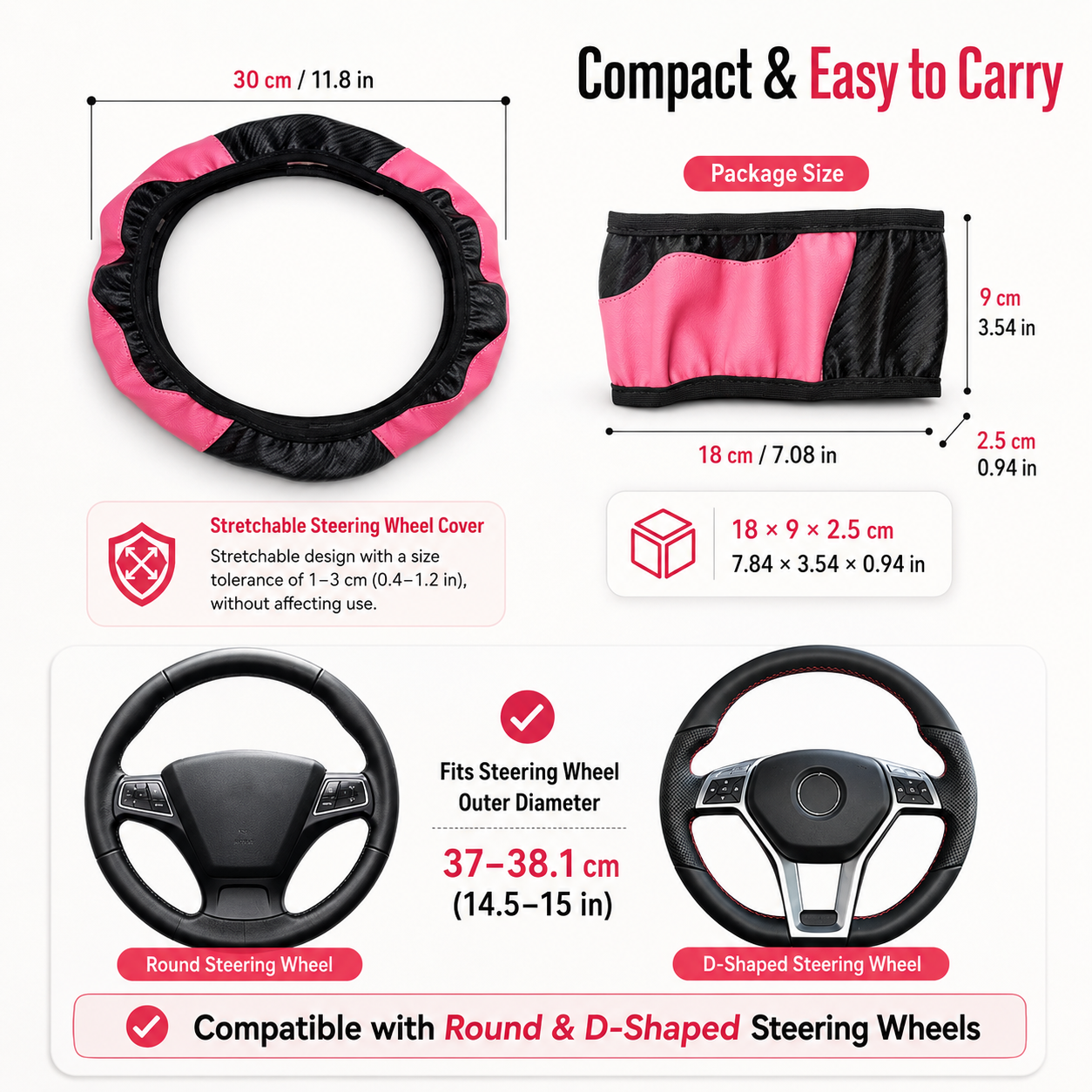 🖤 Luxury Carbon Fiber Steering Wheel Cover — Sleek PU Leather Grip for a Sporty Premium Drive thumbnail 6