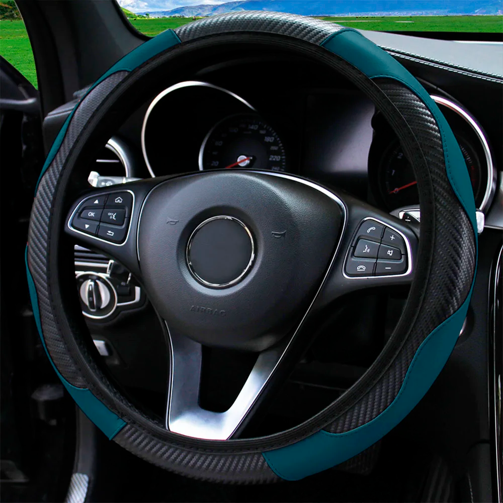 🖤 Luxury Carbon Fiber Steering Wheel Cover — Sleek PU Leather Grip for a Sporty Premium Drive thumbnail 7