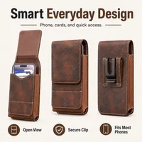 ⚡Big Discount | Waist Belt Cell Phone Pouch 📱 Multi-Pocket Leather Holster with Card Holder thumbnail 8
