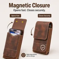 ⚡Big Discount | Waist Belt Cell Phone Pouch 📱 Multi-Pocket Leather Holster with Card Holder thumbnail 5
