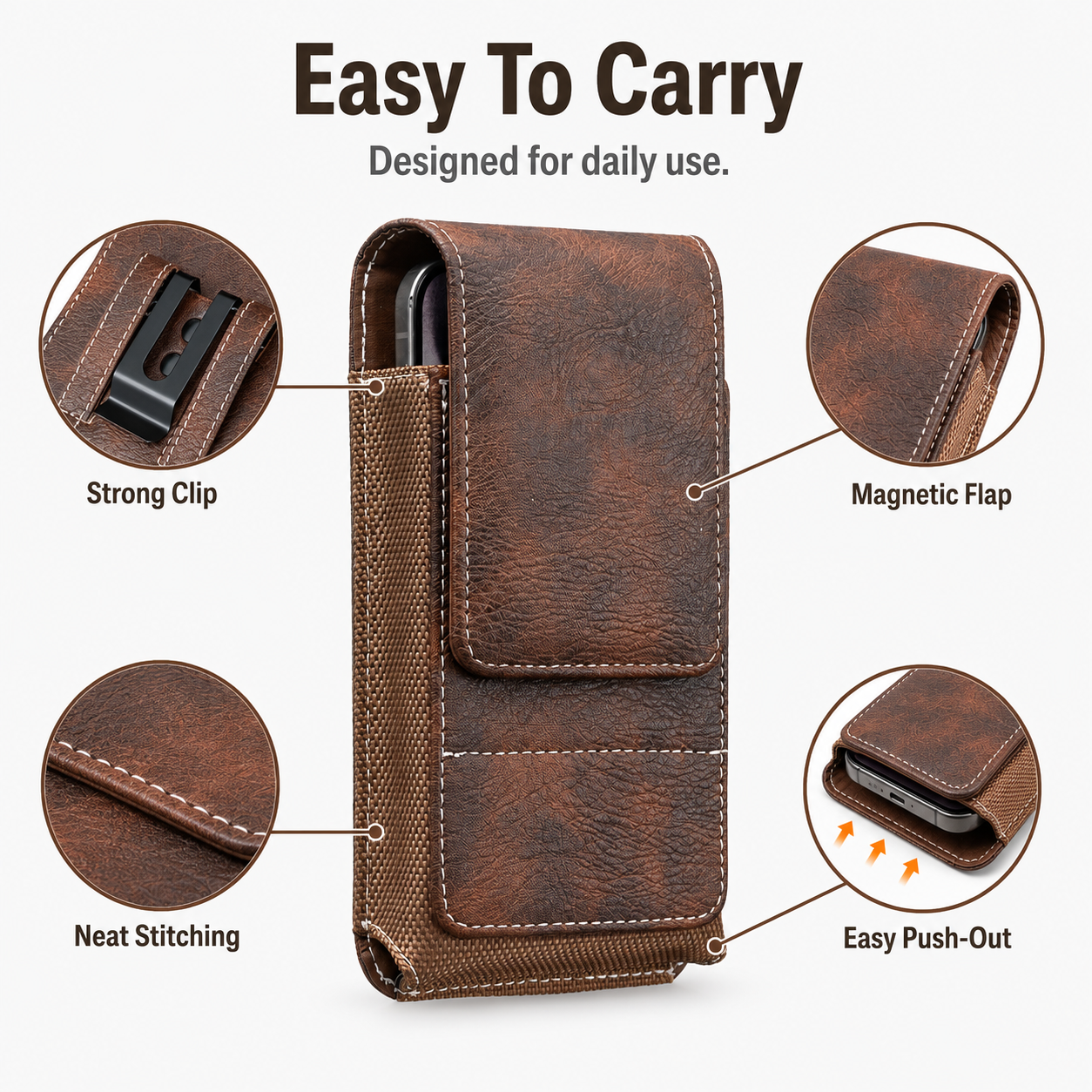 ⚡Big Discount | Waist Belt Cell Phone Pouch 📱 Multi-Pocket Leather Holster with Card Holder thumbnail 4