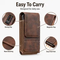 ⚡Big Discount | Waist Belt Cell Phone Pouch 📱 Multi-Pocket Leather Holster with Card Holder thumbnail 4