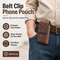 ⚡Big Discount | Waist Belt Cell Phone Pouch 📱 Multi-Pocket Leather Holster with Card Holder thumbnail 1