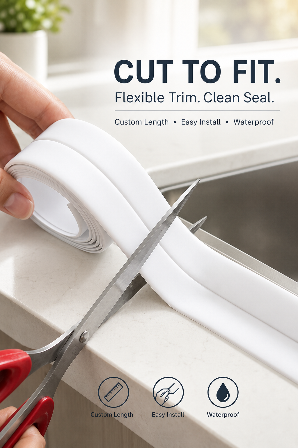 💧 Waterproof PVC Sealing Tape — Self-Adhesive Sink & Bathroom Edge Strip for Clean, Leak-Proof Corners thumbnail 7