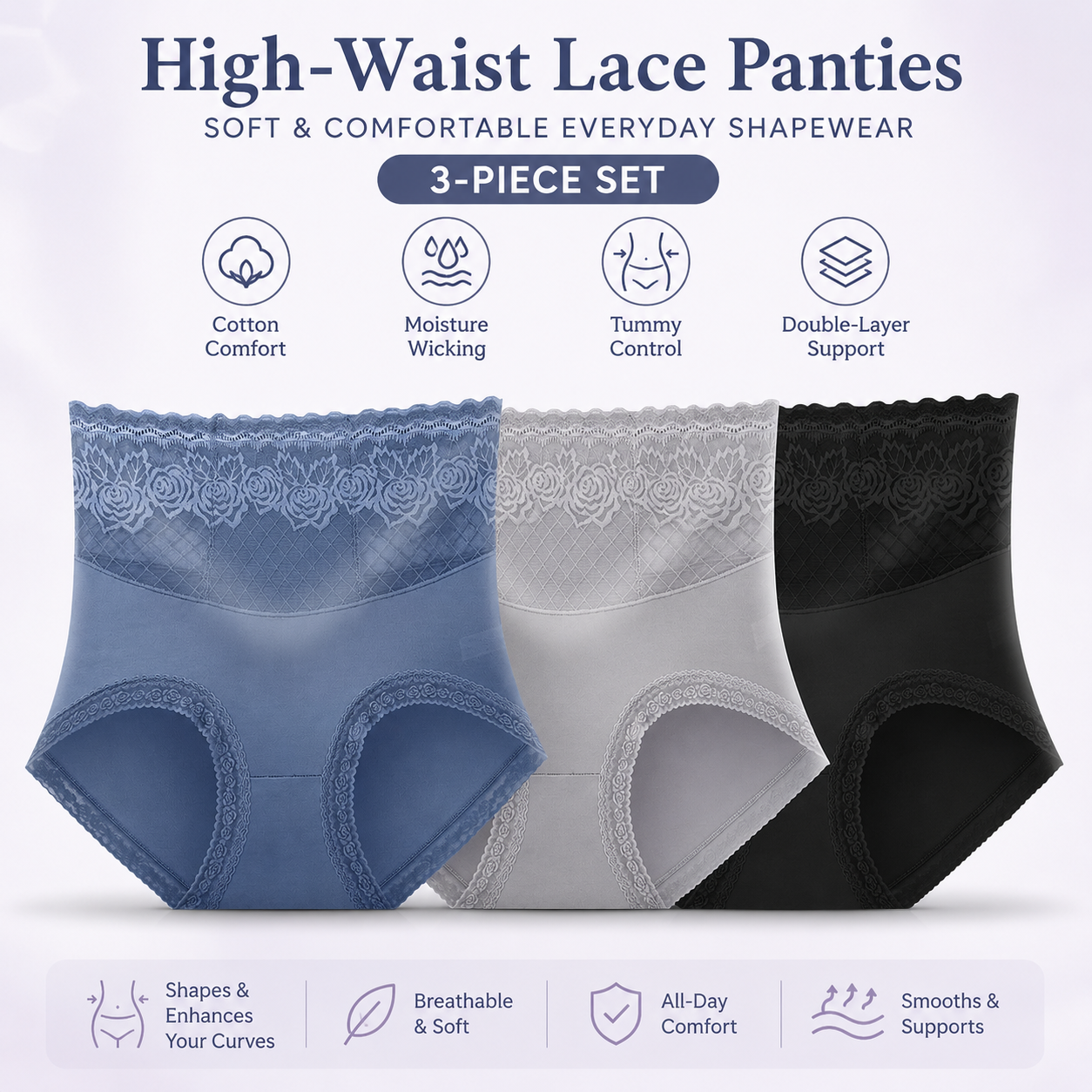 🏆 SmoothLift High-Waist Panties 👙 Silky Comfort High Waist Hip Lift Panties 🩷🩷 thumbnail 10