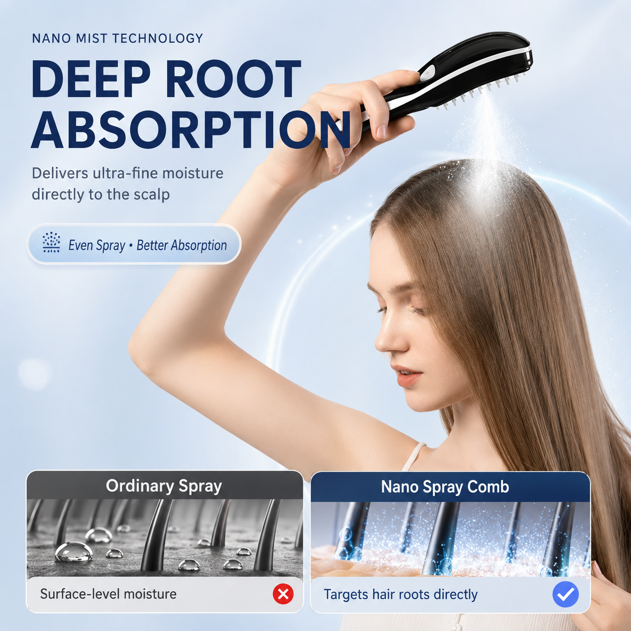 💎 Premium Electric Scalp Care Comb — Vibration Massage, LED Care & Fine Mist Spray Technology thumbnail 5