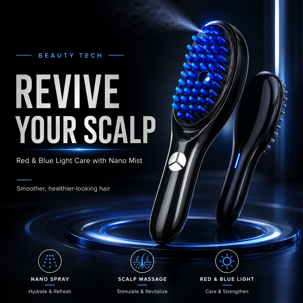 💎 Premium Electric Scalp Care Comb — Vibration Massage, LED Care & Fine Mist Spray Technology thumbnail 6