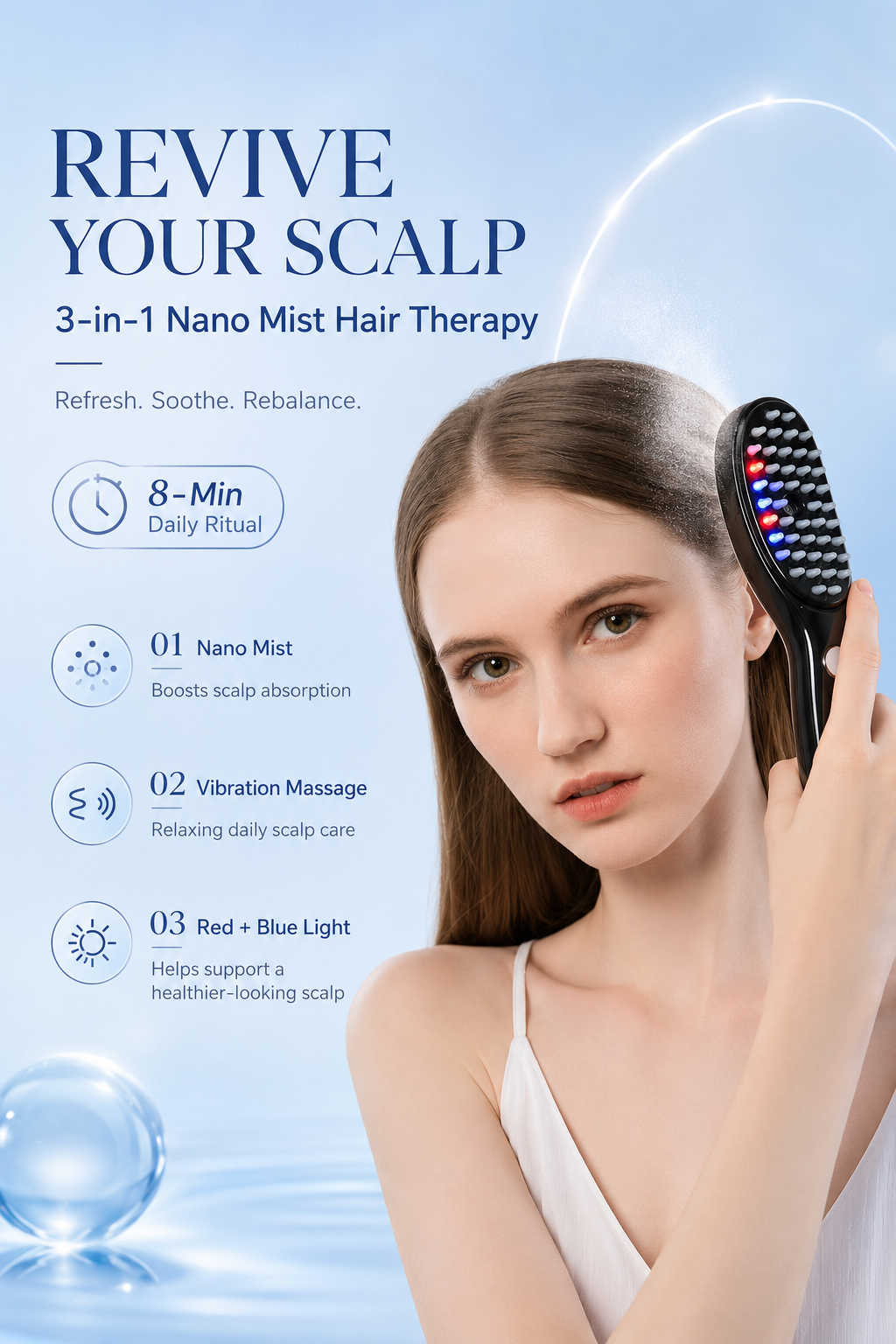 💎 Premium Electric Scalp Care Comb — Vibration Massage, LED Care & Fine Mist Spray Technology thumbnail 10