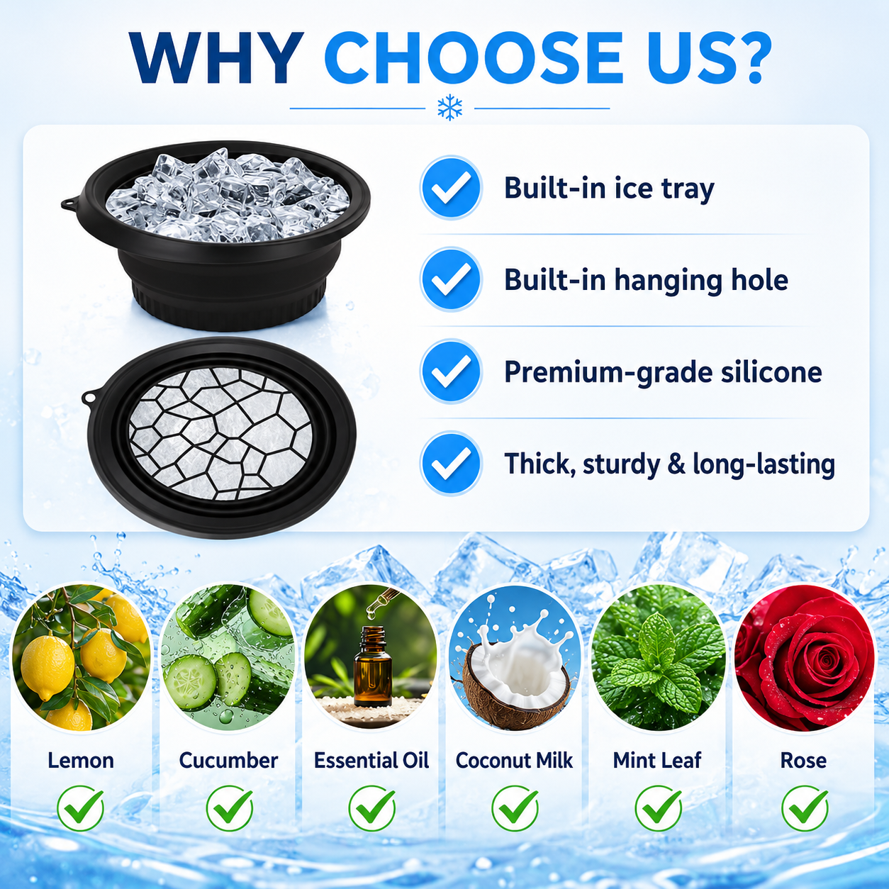 ⚡Big Discount | Foldable Silicone Facial Ice Bath Bowl, Ice Face Bowl with Built-in Ice Tray❄️ thumbnail 3