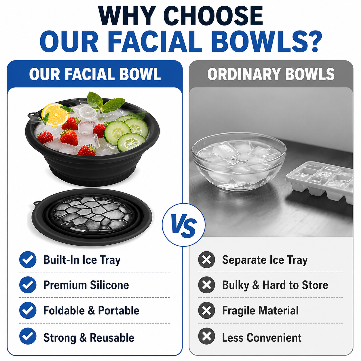 ⚡Big Discount | Foldable Silicone Facial Ice Bath Bowl, Ice Face Bowl with Built-in Ice Tray❄️ thumbnail 6