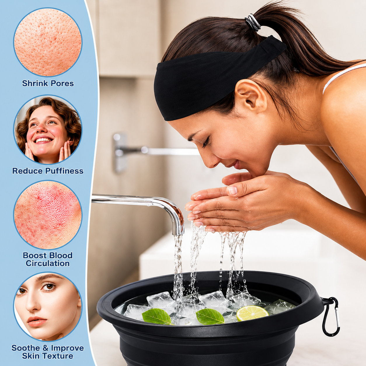 ⚡Big Discount | Foldable Silicone Facial Ice Bath Bowl, Ice Face Bowl with Built-in Ice Tray❄️ thumbnail 2
