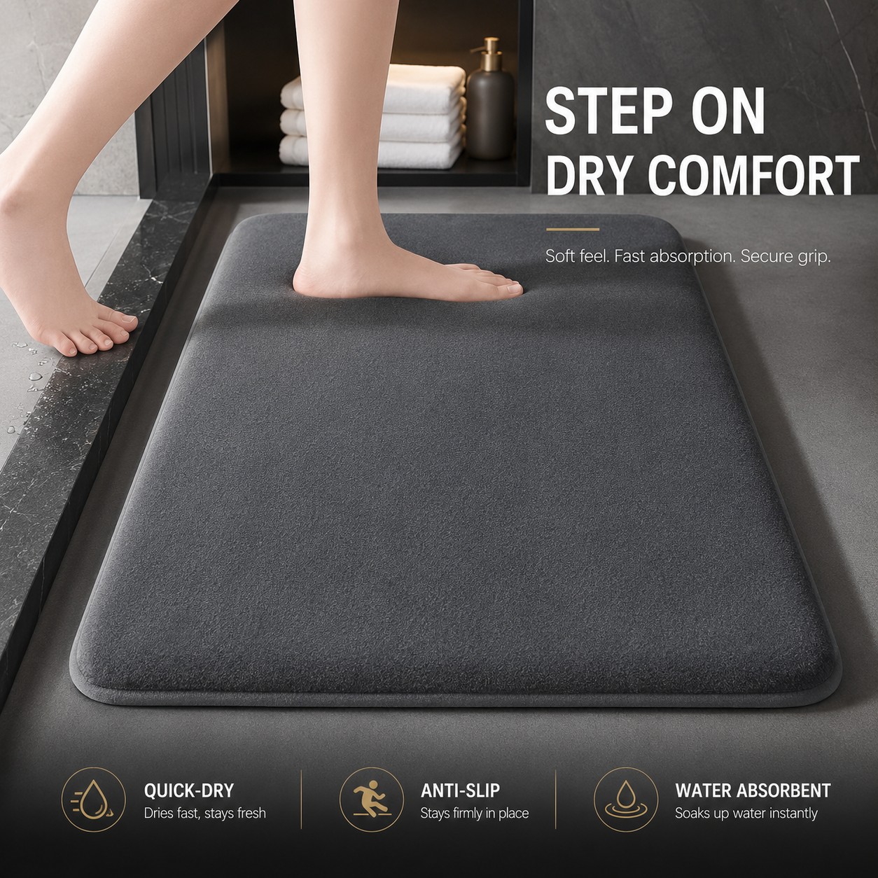 🛁 Premium Super Absorbent Bath Mat — Non-Slip Coral Velvet Bathroom Rug for Soft, Dry Comfort thumbnail 3