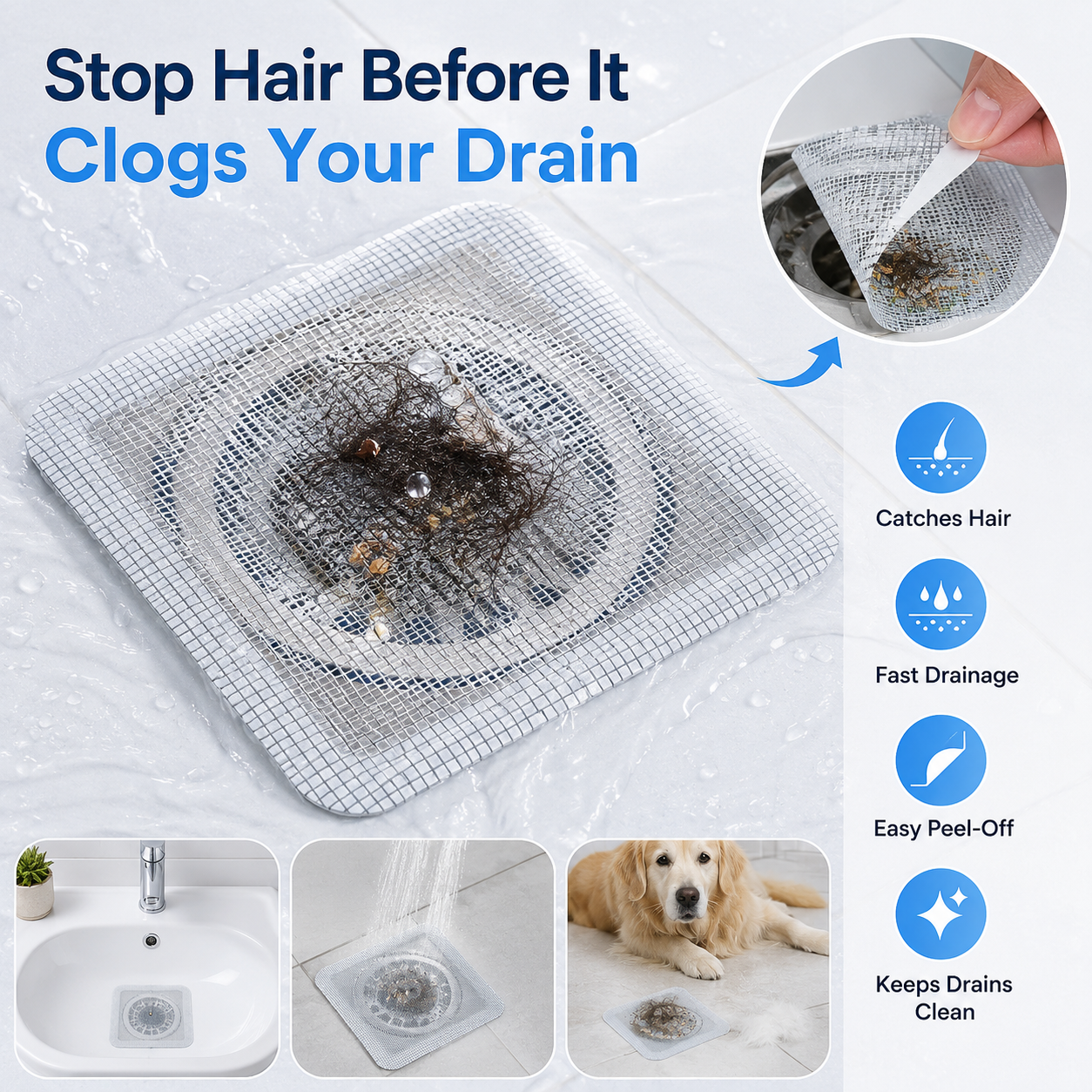 Hot Sale🔥Shower Drain Hair Catcher Mesh Stickers - Image 1