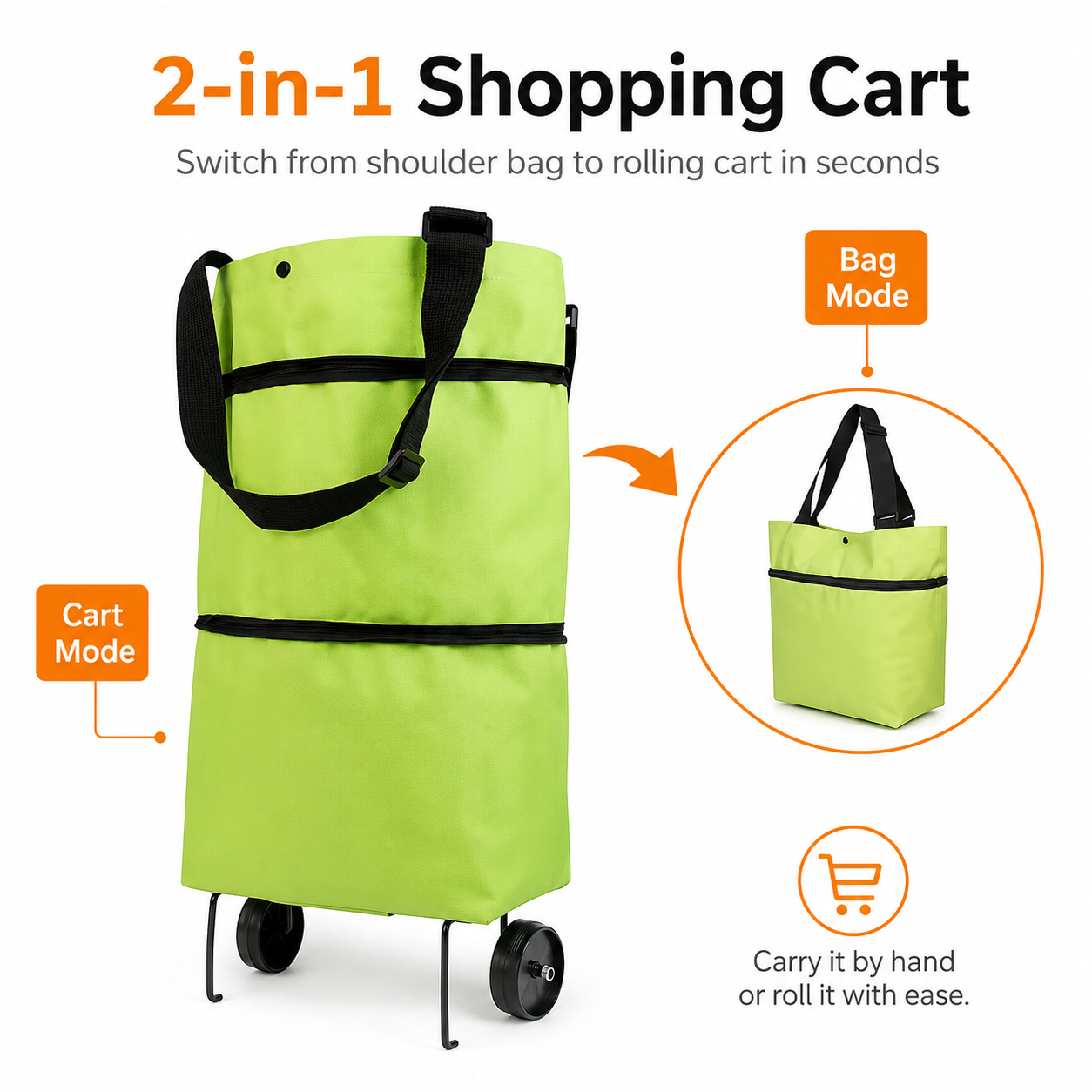 💥SUMMER SALE – 50% OFF ENDS SOON! 🛍️✨ Convertible shopping tote – hides wheels, holds 20kg, expands with zipper! 🏆🏆 thumbnail 5