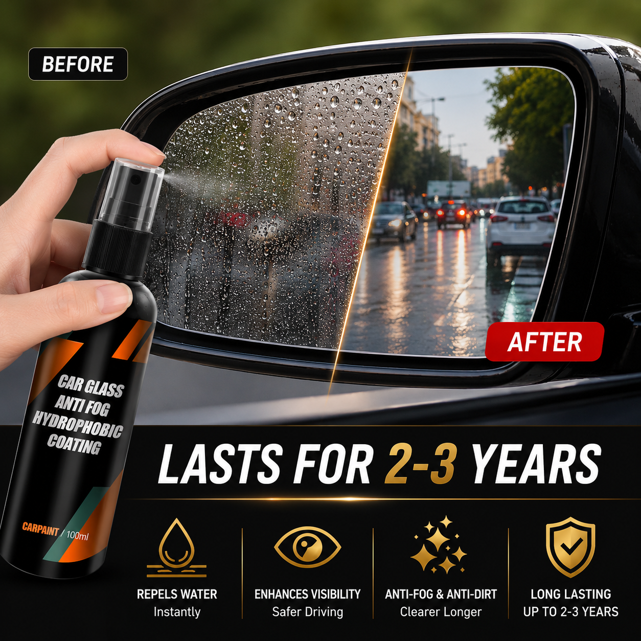 🌧️ Nano Anti-Rain Car Glass Spray — Hydrophobic Windshield Coating for Clearer Rainy Drives - Image 1