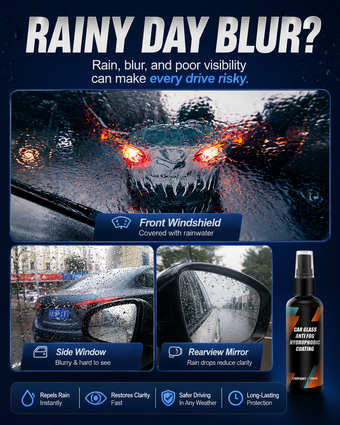 🌧️ Nano Anti-Rain Car Glass Spray — Hydrophobic Windshield Coating for Clearer Rainy Drives thumbnail 3