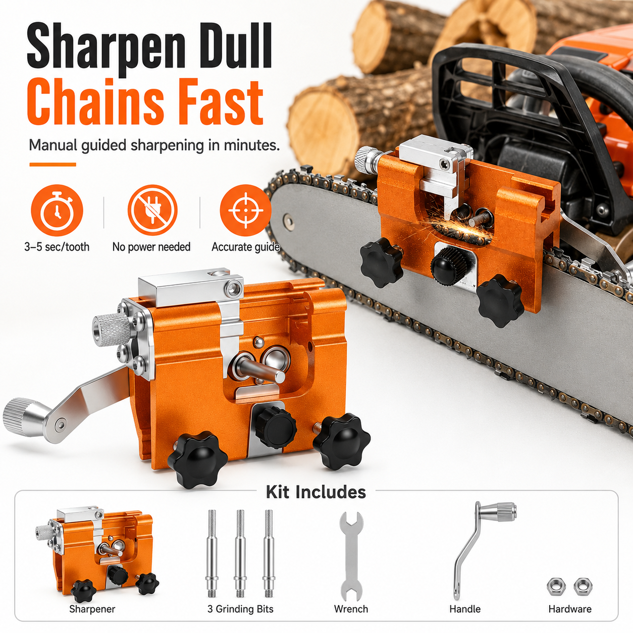 ⛓️ Manual Chainsaw Chain Sharpener – Restore Dull Chains Fast | 49% OFF 🔥 - Image 1