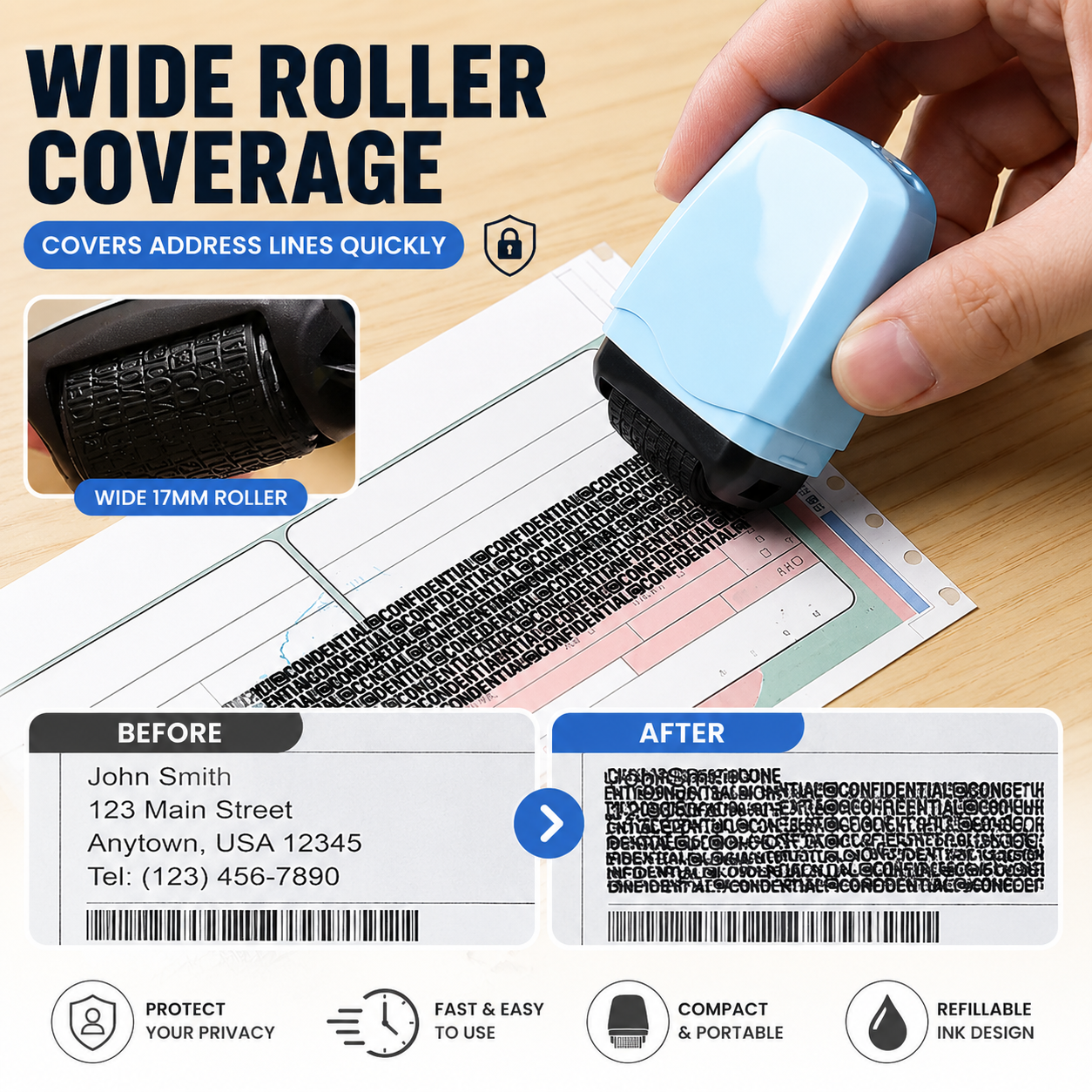 🔥 LIMITED TIME OFFER – BUY 1 GET 1 FREE + FREE SHIPPING 🛡️ Privacy Protection Roller Stamp 🖊️🖊️ thumbnail 4