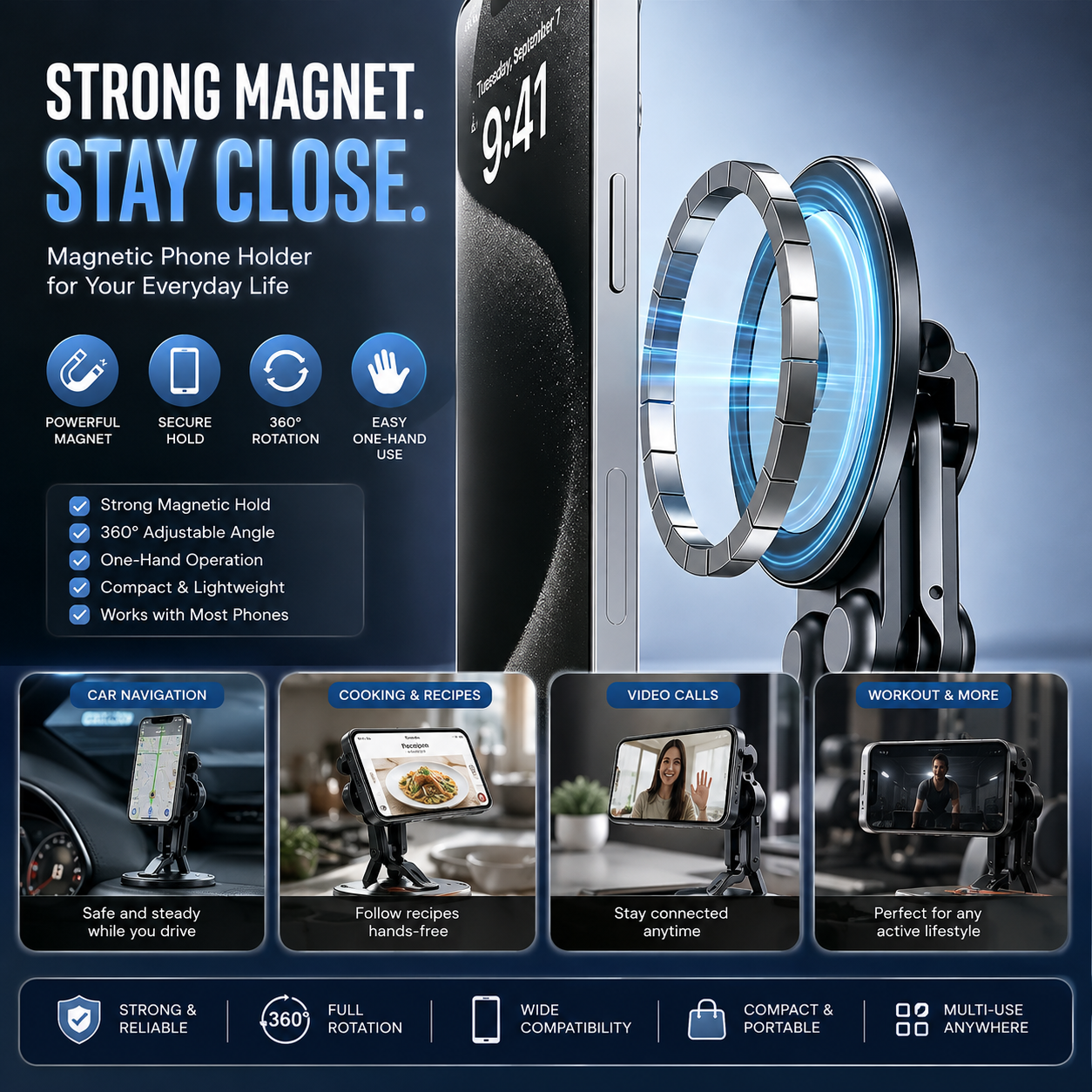 🚀 HOT SALE🔥 Magnetic Tablet Stand — Strong Suction & Foldable Design thumbnail 5