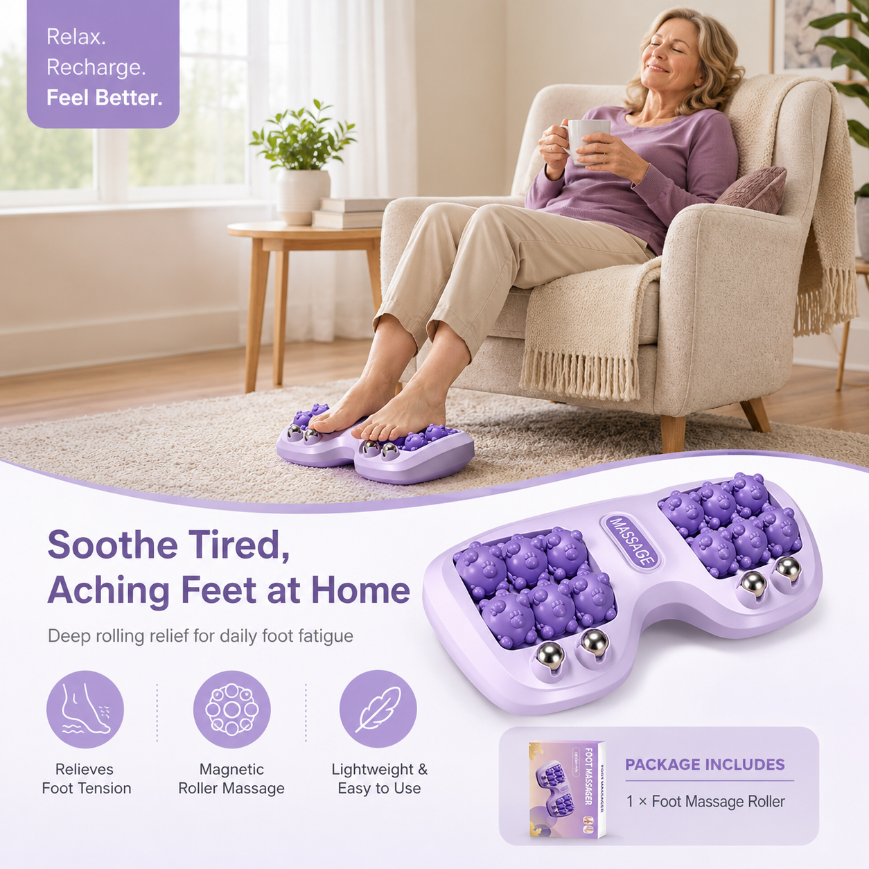 🔥16-Ball Magnetic Foot Massage Roller – Acupressure Relief for Tired, Aching Feet | 49% OFF 💥 - Image 1