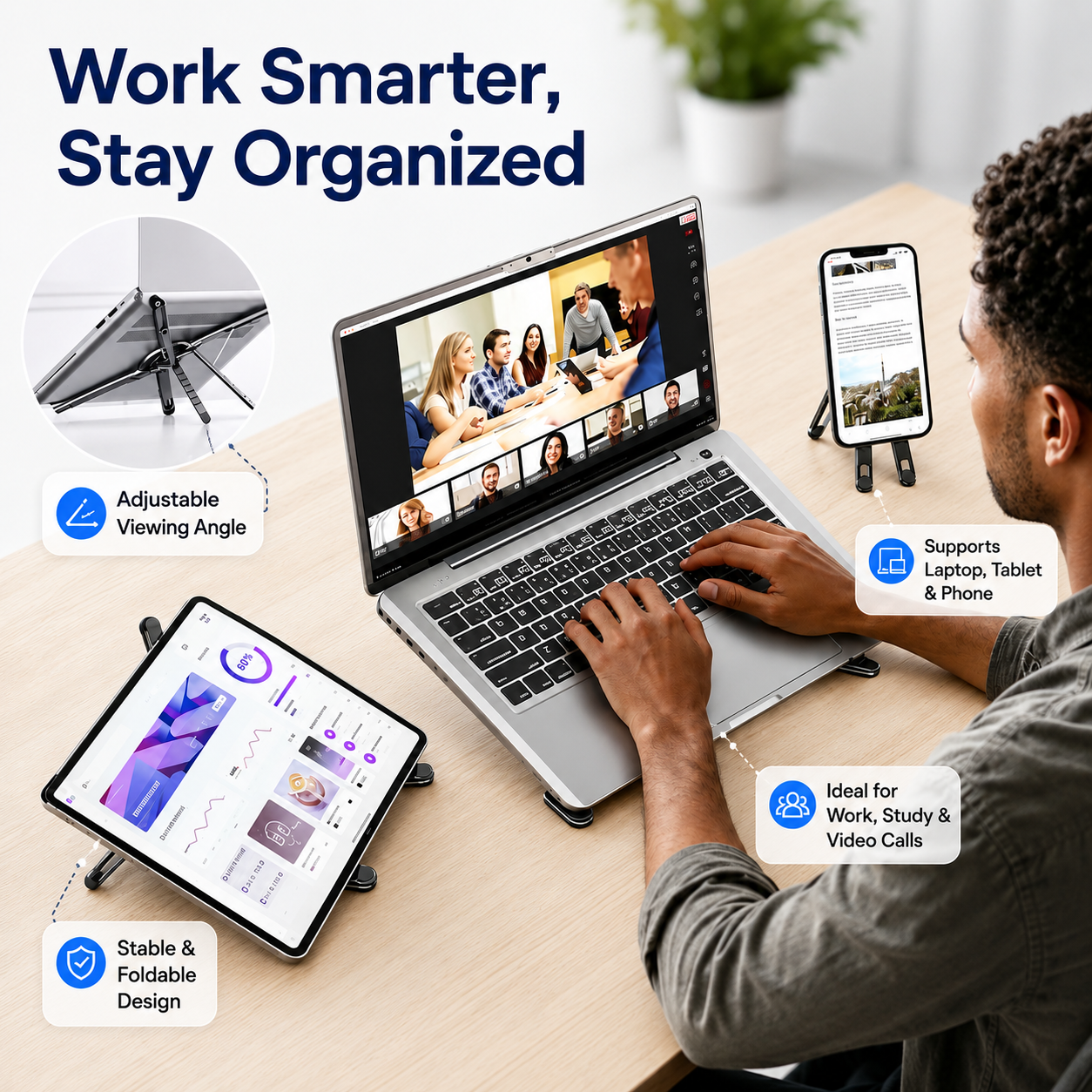 🚀 HOT SALE🔥 Magnetic Tablet Stand — Strong Suction & Foldable Design - Image 1