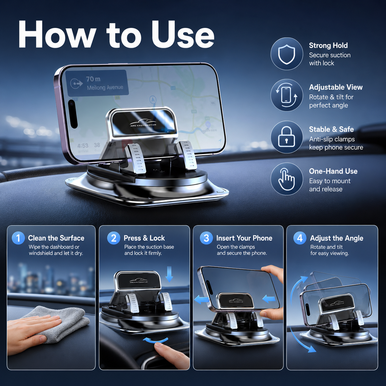 🔥360° Car Phone Holder 🏆 – Rock-Solid Suction, Fits All Phones 🔄 thumbnail 7