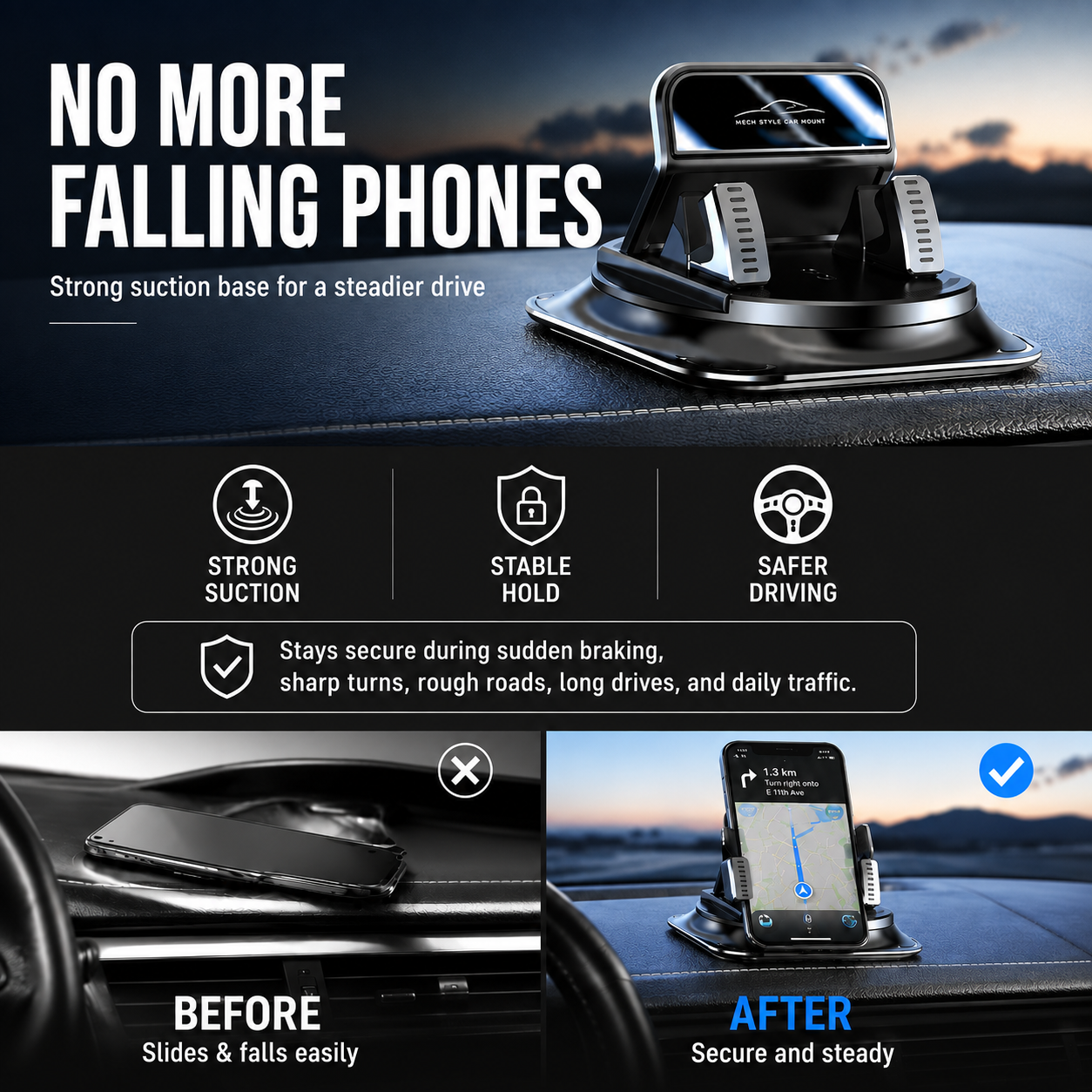 🔥360° Car Phone Holder 🏆 – Rock-Solid Suction, Fits All Phones 🔄 thumbnail 2