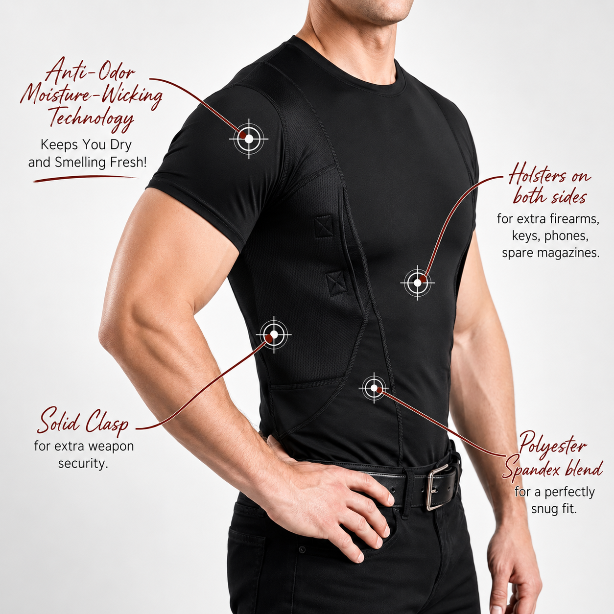 🔥Concealed Carry Compression Shirt – Dual Holster Tactical Undershirt for Men | 49% OFF 💥 thumbnail 3