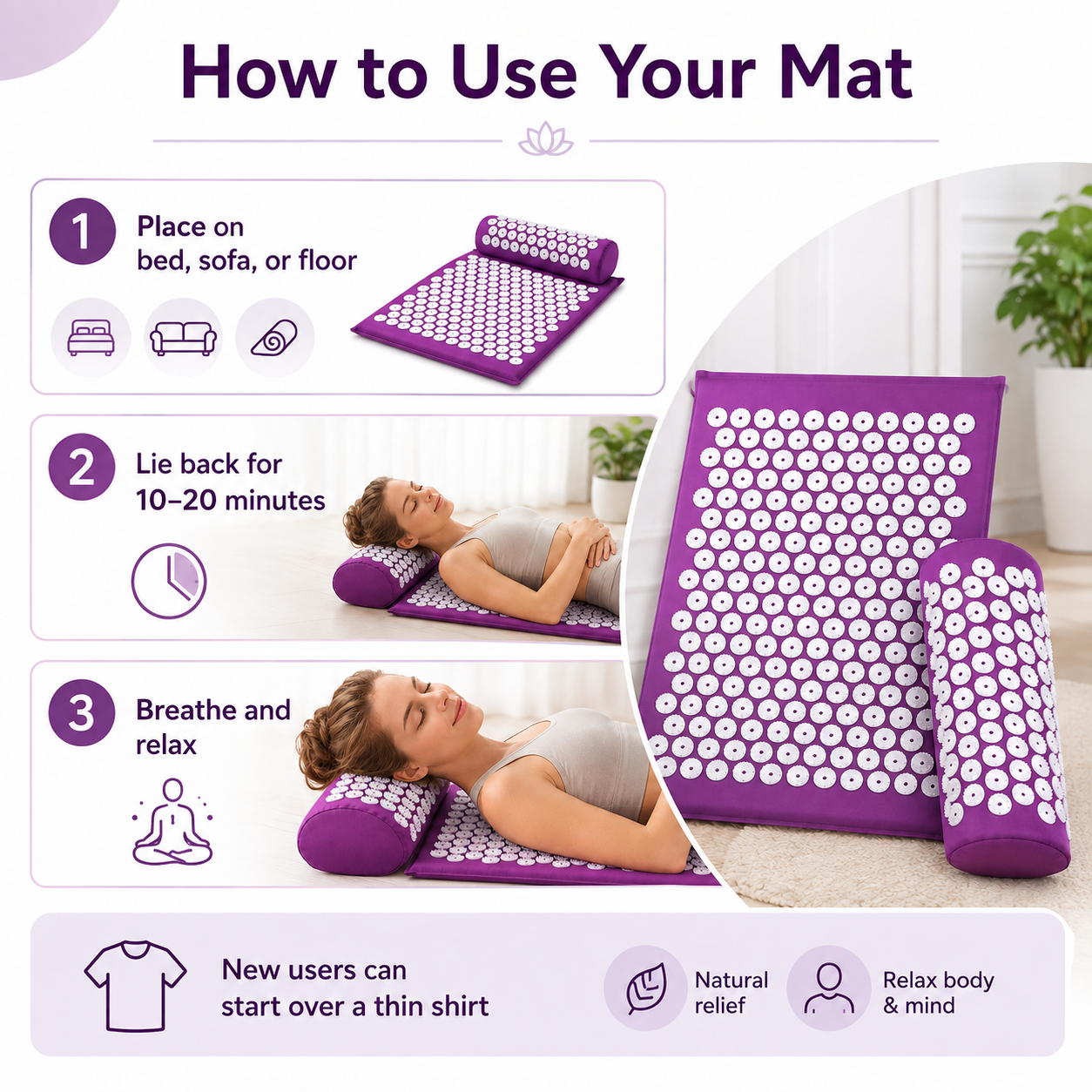 🔥 Back & Neck Tension Relief Acupressure Mat Set – 49% OFF 💆‍♀️ thumbnail 8