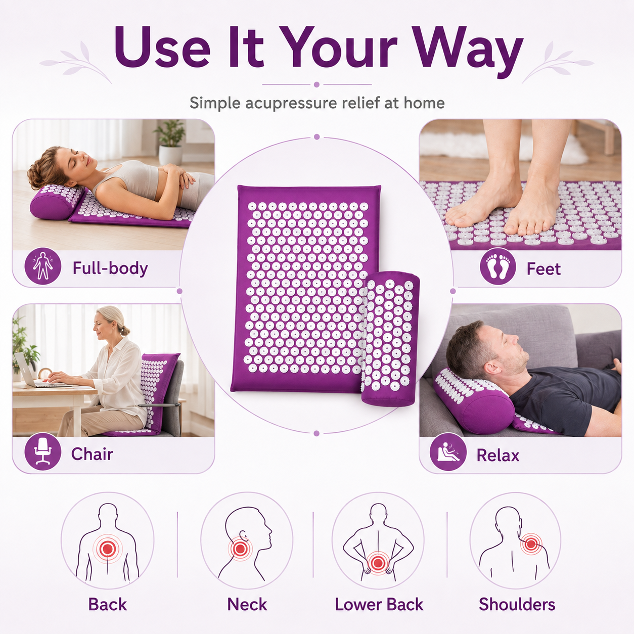 🔥 Back & Neck Tension Relief Acupressure Mat Set – 49% OFF 💆‍♀️ thumbnail 4