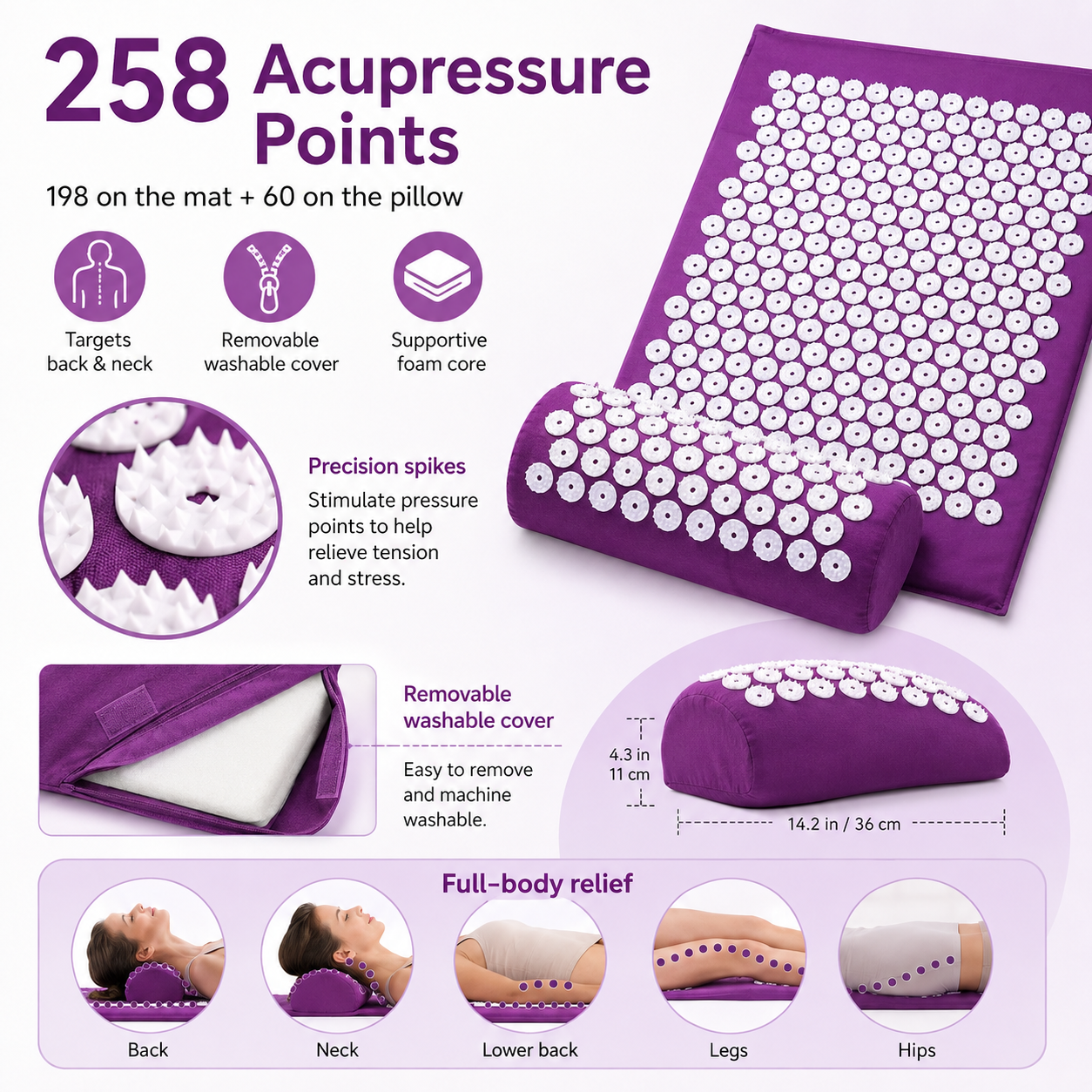 🔥 Back & Neck Tension Relief Acupressure Mat Set – 49% OFF 💆‍♀️ thumbnail 3