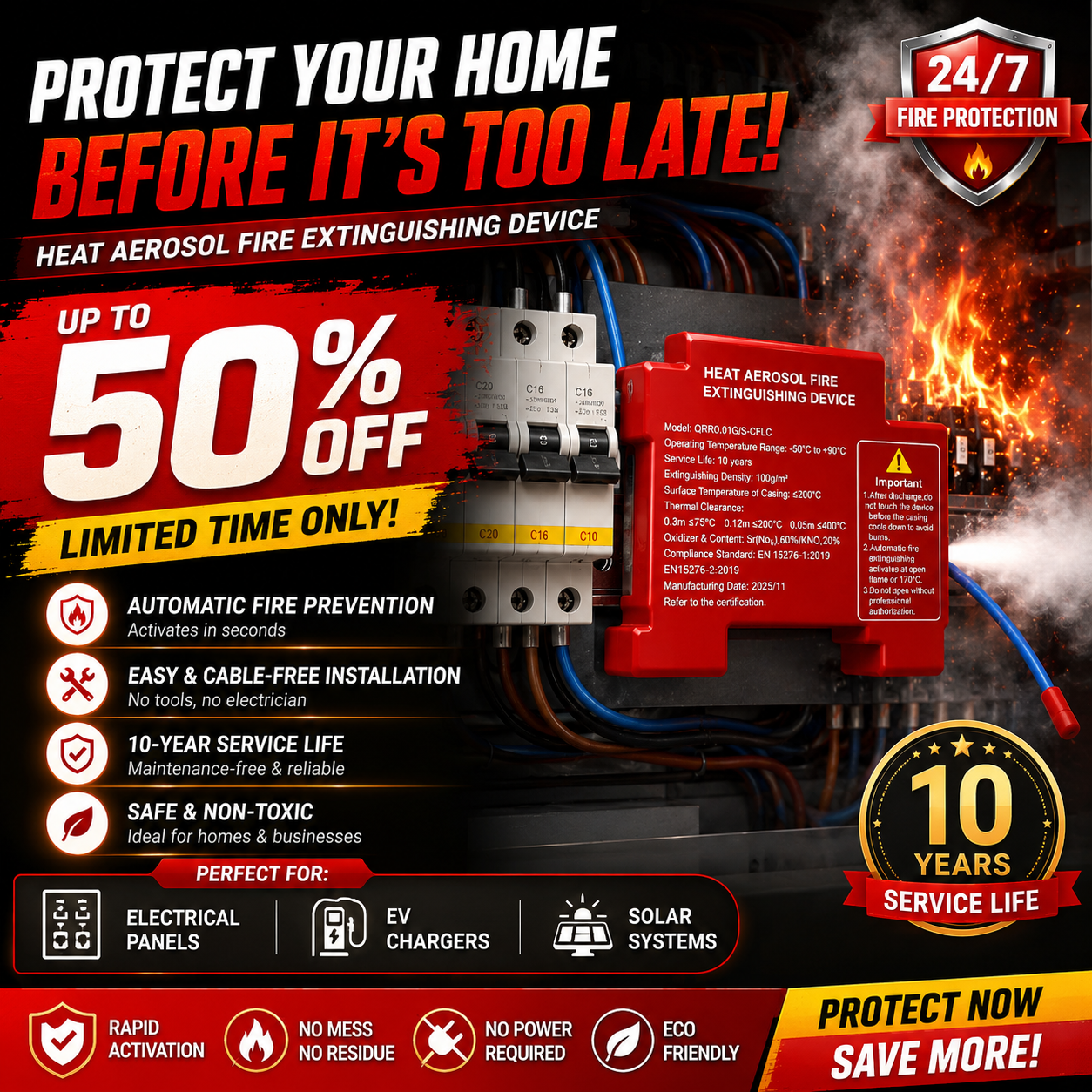 🥳2026 HOT SALE🥳💞50K+ SOLD!🔥 Fire Suppression Device for Electrical Panels - Image 1