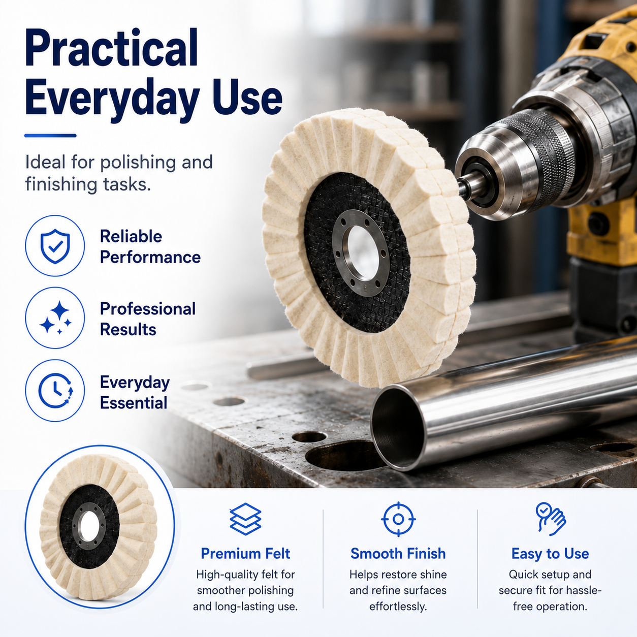 🛡️ Trusted by 50,000+ Customers | Multi-Purpose Wool Polishing Disc for Marble & Stone thumbnail 5