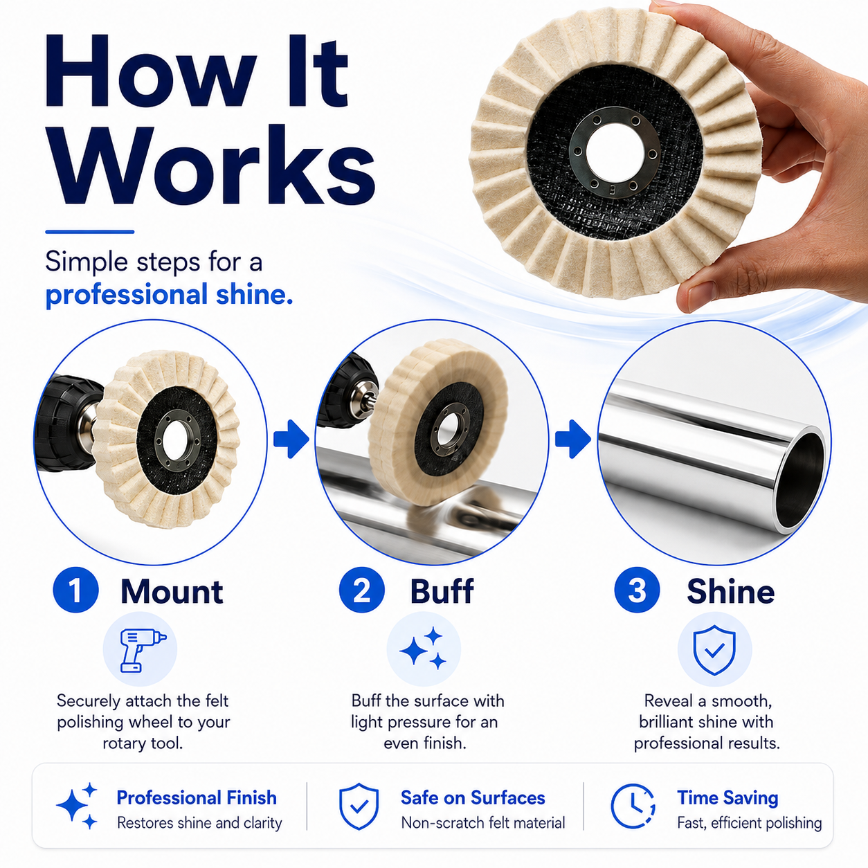 🛡️ Trusted by 50,000+ Customers | Multi-Purpose Wool Polishing Disc for Marble & Stone thumbnail 7