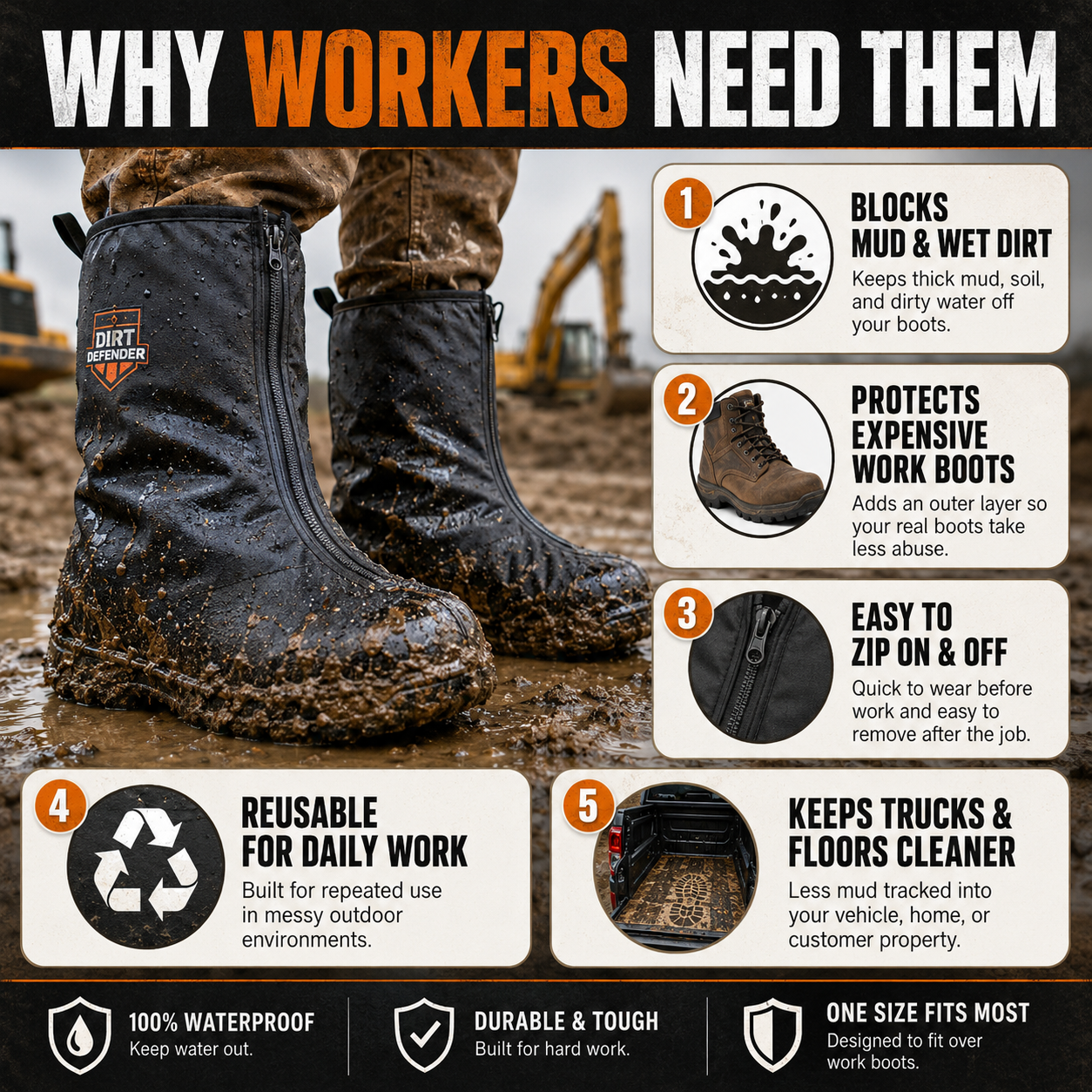 🥳2026 HOT SALE🥳💞50K+ SOLD!💛✨ BUY 2 GET 1 FREE 📦 MudShield Work Boot Covers 👢 thumbnail 3