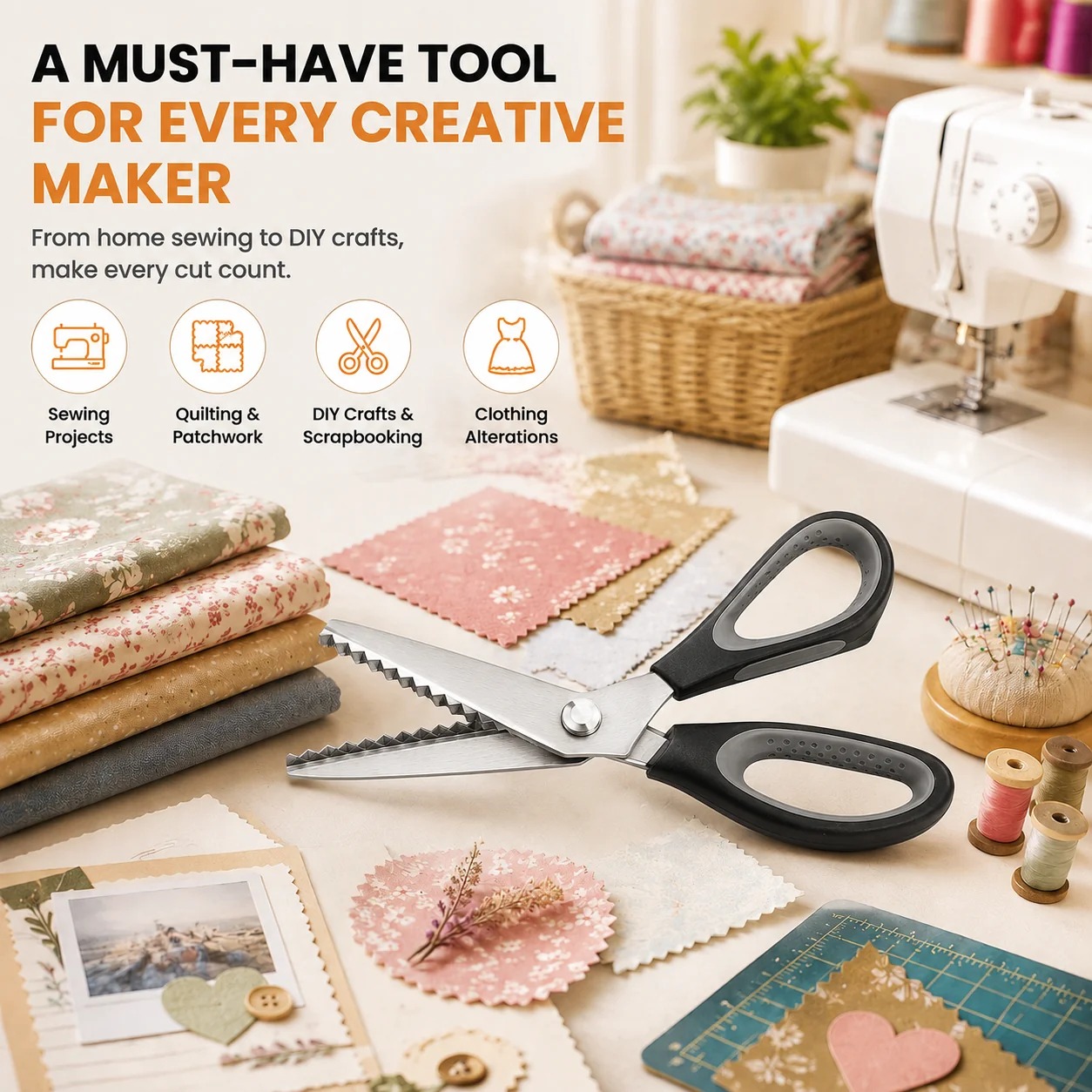 🥳2026 HOT SALE🥳💞56K+ SOLD!💛✨✂️ Professional Pinking Shears – Sharp Serrated Fabric Scissors for Clean Zigzag Edges thumbnail 5
