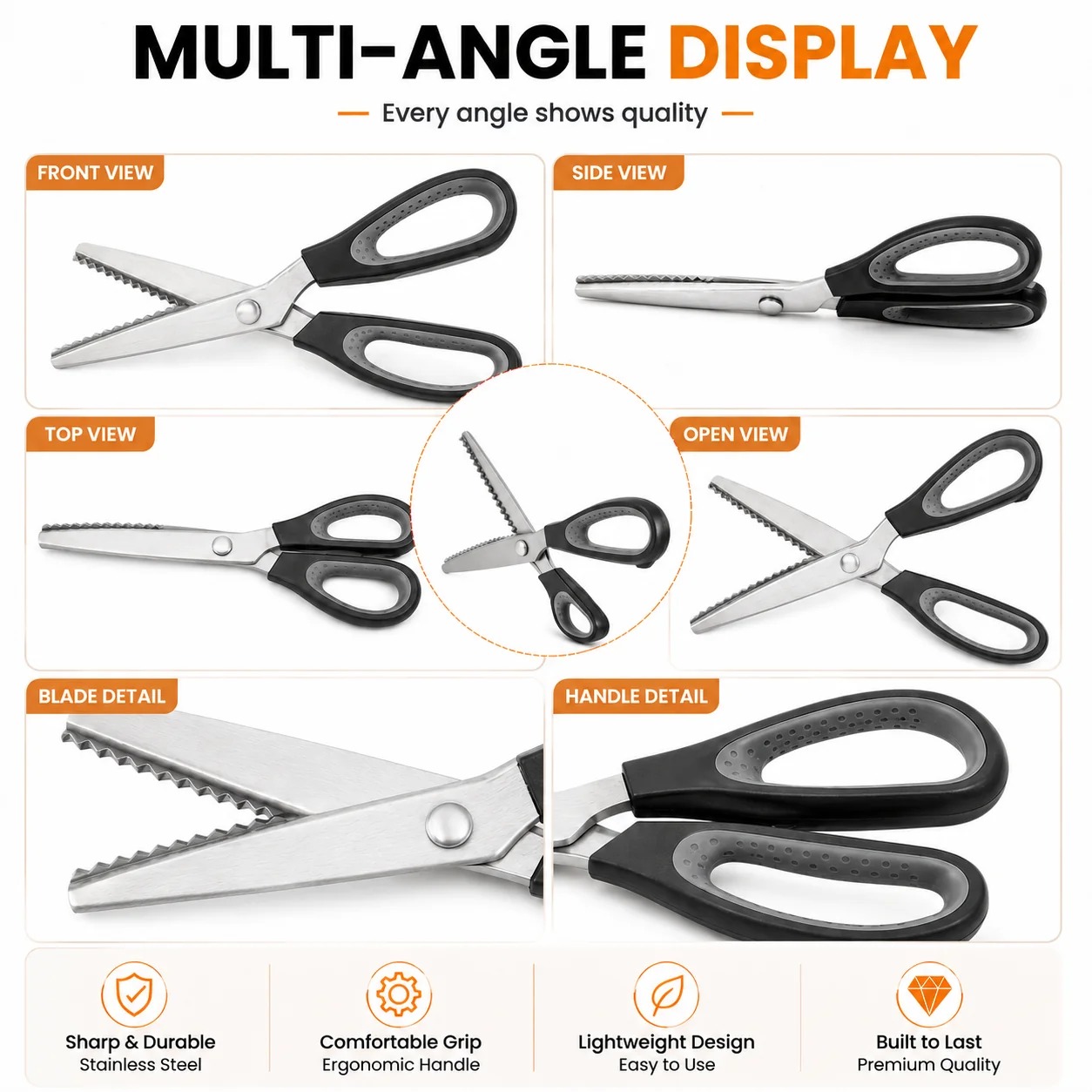 🥳2026 HOT SALE🥳💞56K+ SOLD!💛✨✂️ Professional Pinking Shears – Sharp Serrated Fabric Scissors for Clean Zigzag Edges thumbnail 4