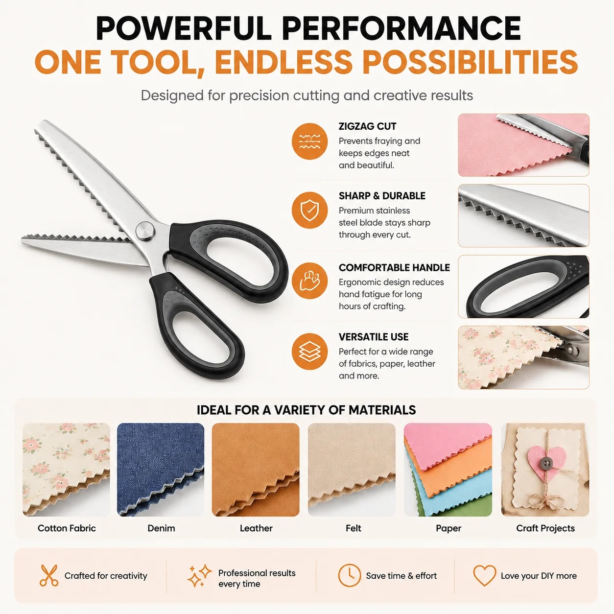 🥳2026 HOT SALE🥳💞56K+ SOLD!💛✨✂️ Professional Pinking Shears – Sharp Serrated Fabric Scissors for Clean Zigzag Edges thumbnail 3