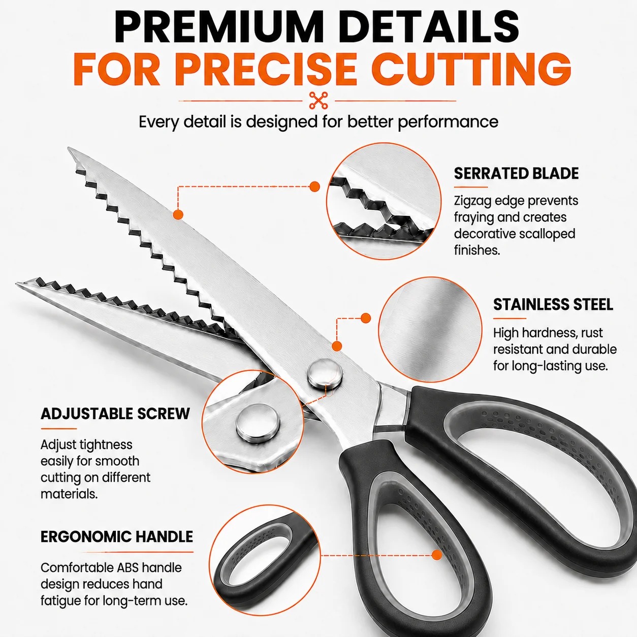 🥳2026 HOT SALE🥳💞56K+ SOLD!💛✨✂️ Professional Pinking Shears – Sharp Serrated Fabric Scissors for Clean Zigzag Edges thumbnail 2