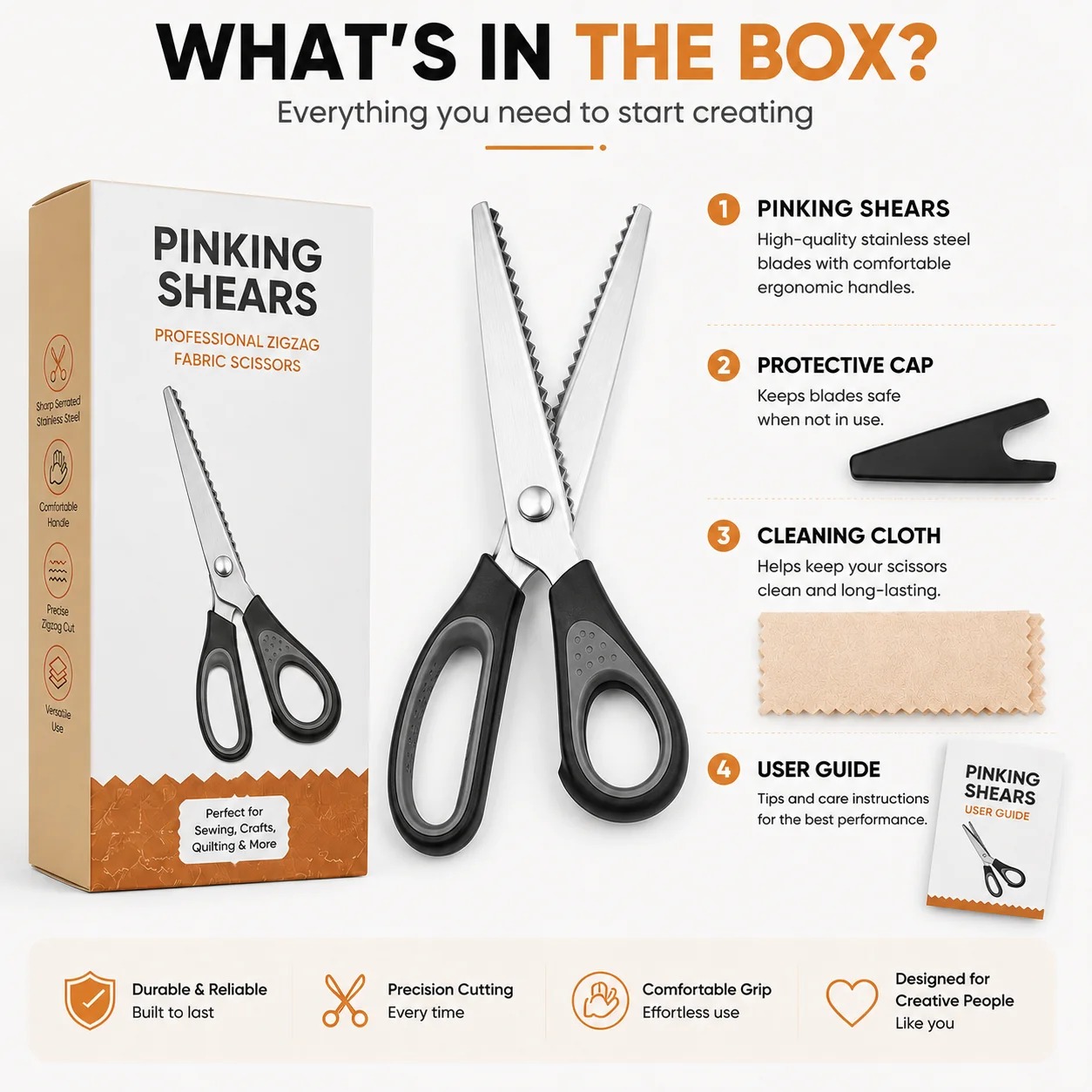 🥳2026 HOT SALE🥳💞56K+ SOLD!💛✨✂️ Professional Pinking Shears – Sharp Serrated Fabric Scissors for Clean Zigzag Edges - Image 1