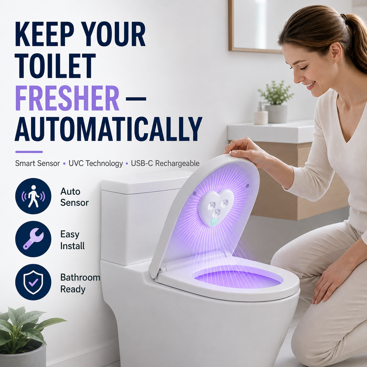 🥳2026 HOT SALE🥳💞50K+ SOLD!🚽Smart Automatic UVC Toilet Hygiene Light – 50% OFF🚽 - Image 1