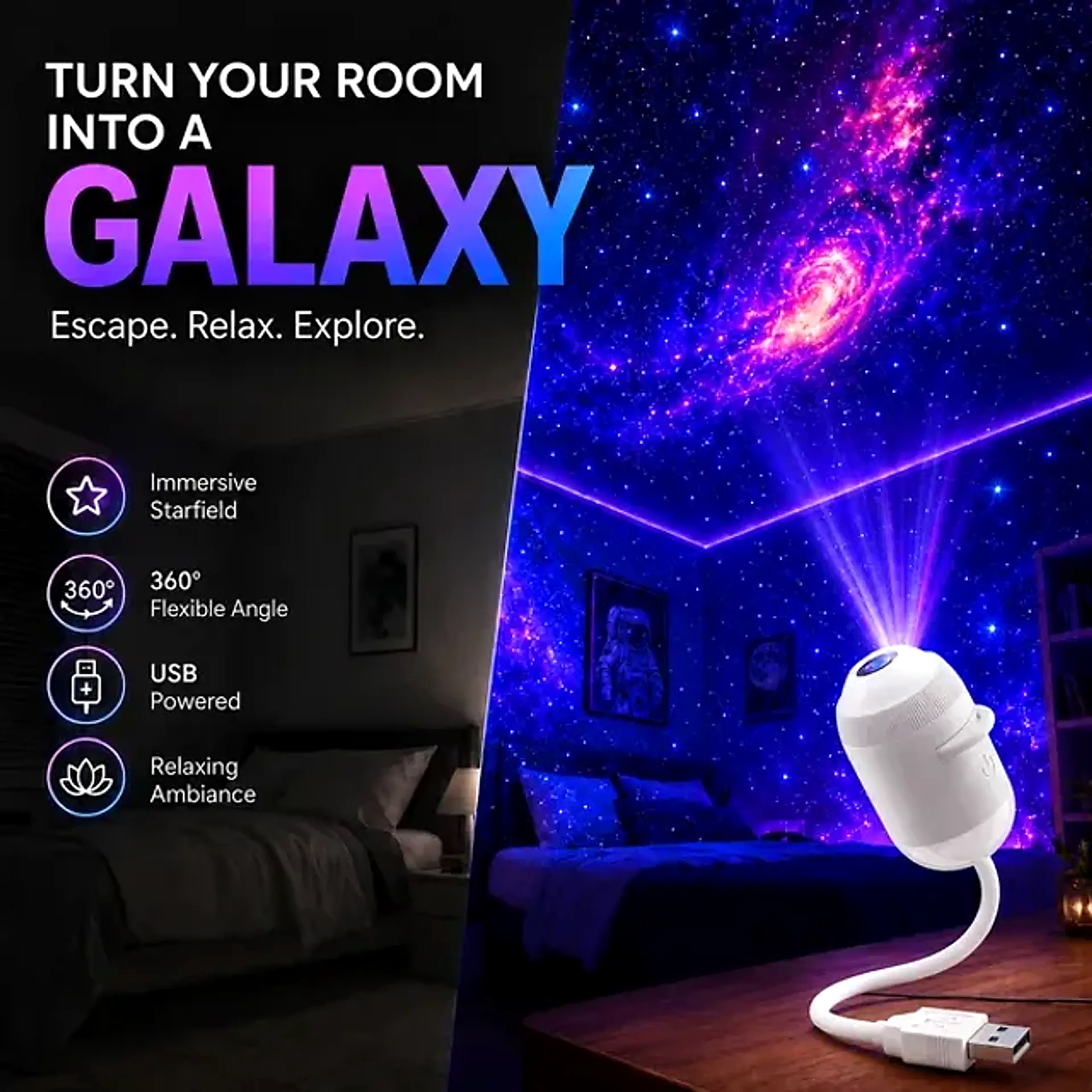 🥳2026 HOT SALE🥳💞57K+ SOLD!💛✨✨ Plug-and-Play HD Star Projector - Image 1